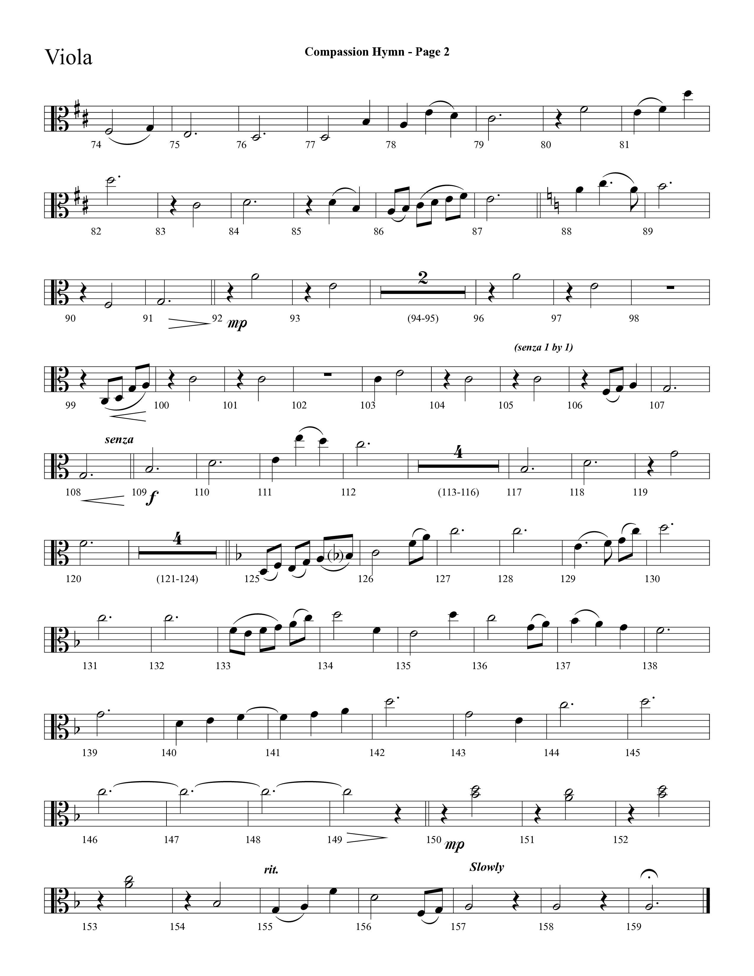 Compassion Hymn (with And Can It Be) (Choral Anthem SATB) Viola (Lifeway Choral / Arr. Dave Williamson)