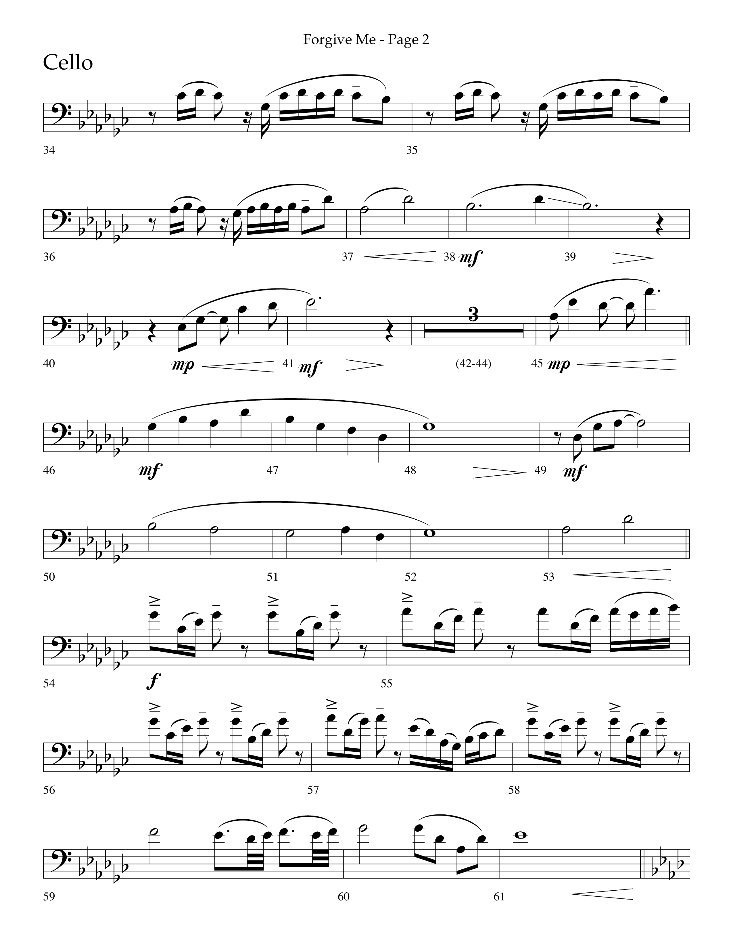 Forgive Me (Choral Anthem SATB) Cello (Lifeway Choral / Arr. Cliff Duren)