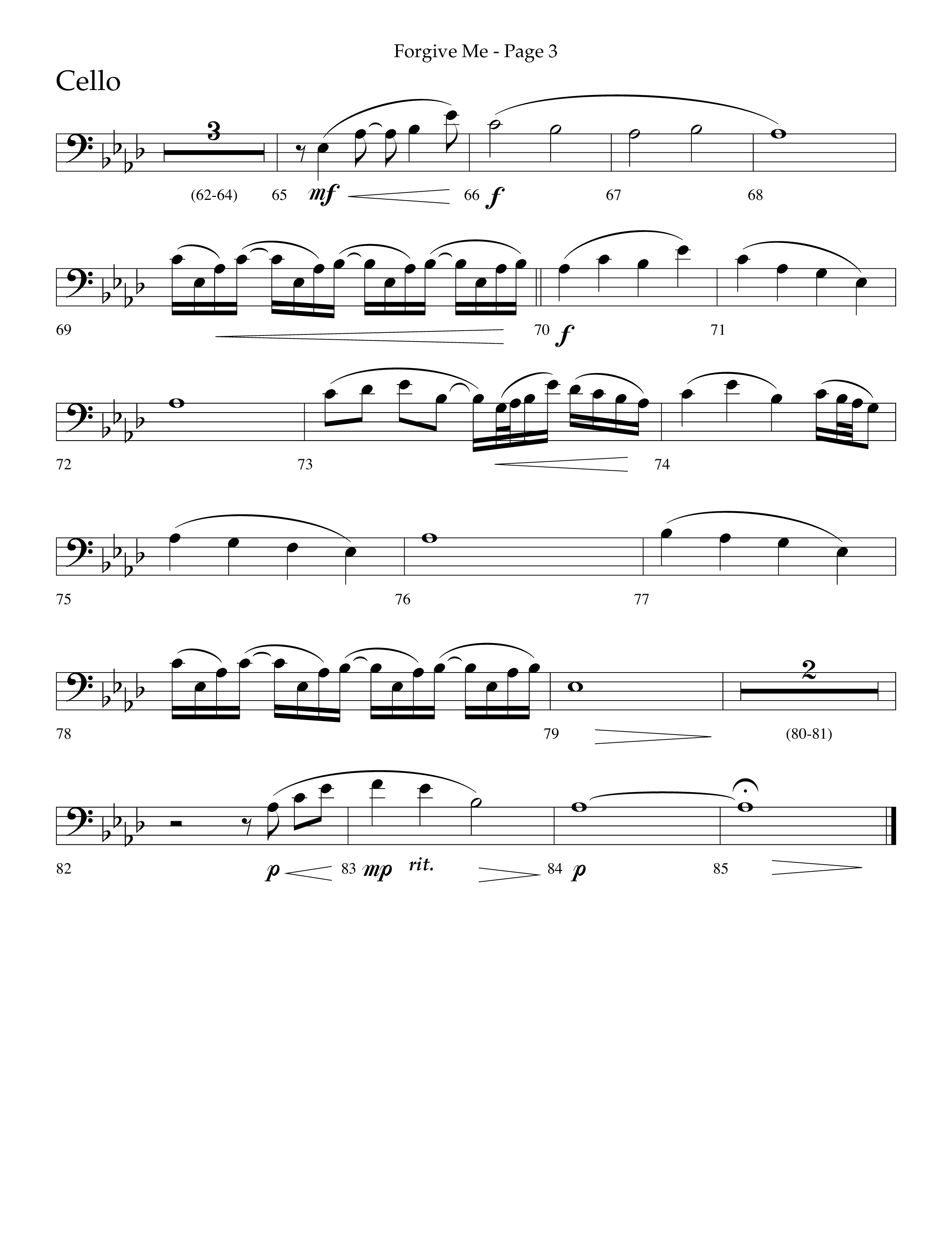 Forgive Me (Choral Anthem SATB) Cello (Lifeway Choral / Arr. Cliff Duren)