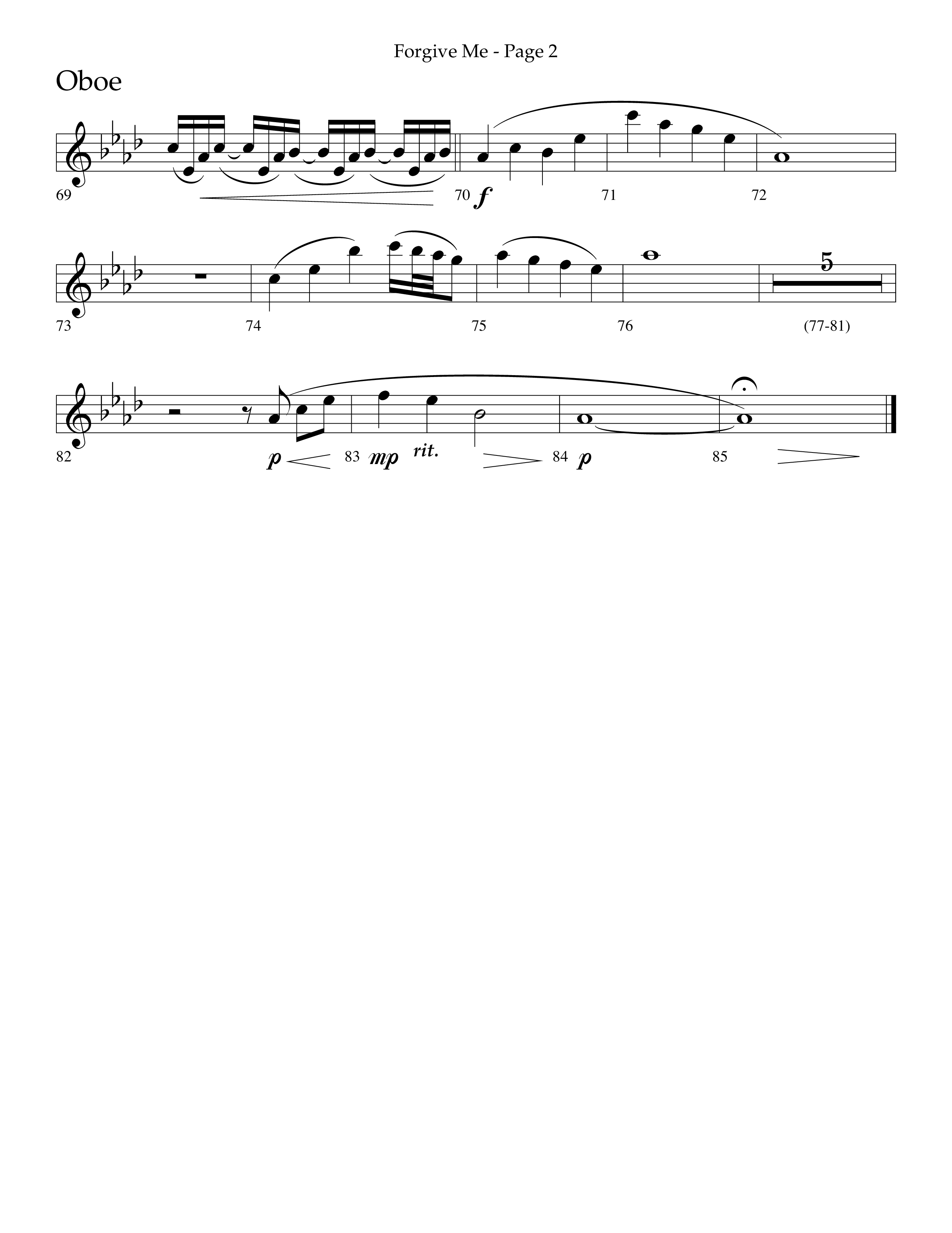 Forgive Me (Choral Anthem SATB) Oboe (Lifeway Choral / Arr. Cliff Duren)