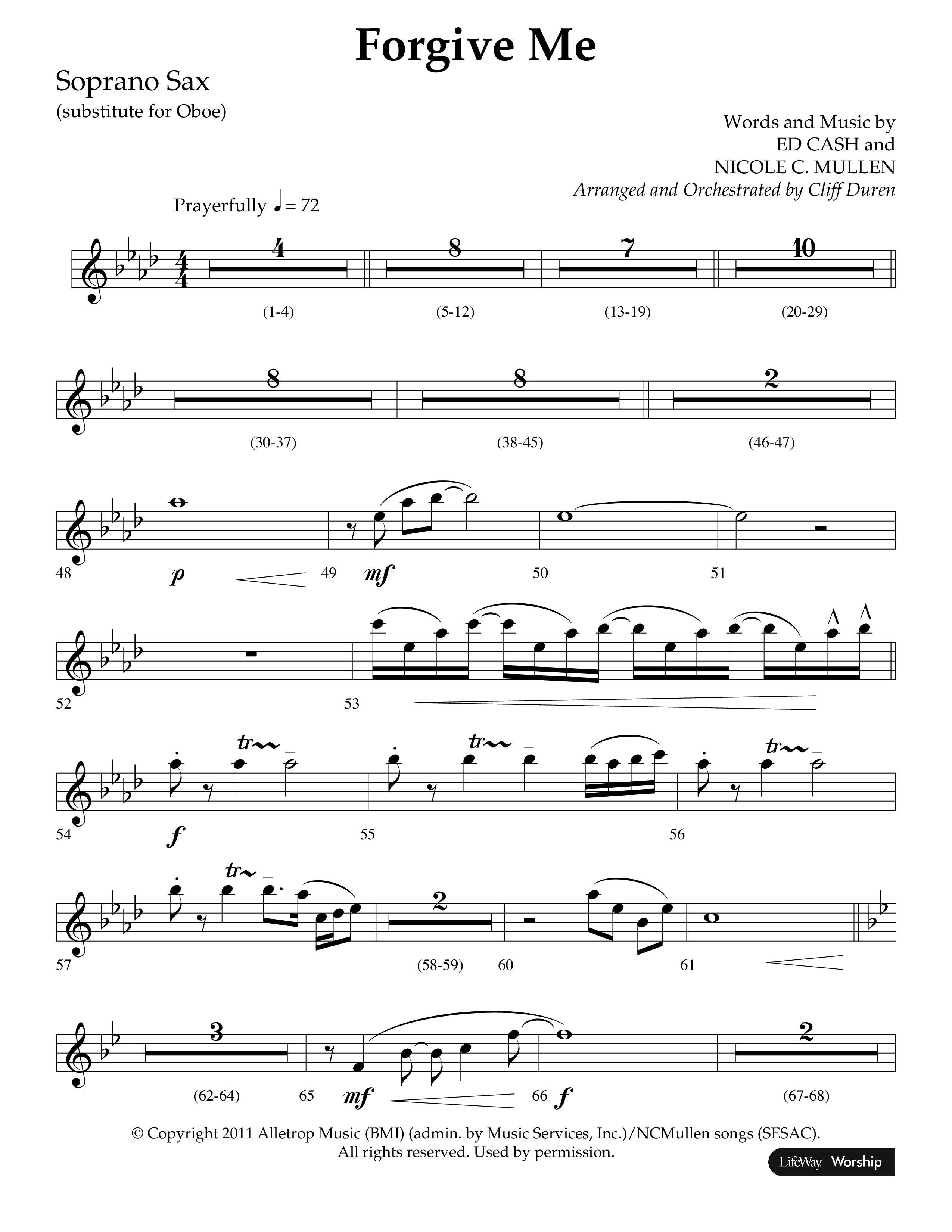 Forgive Me (Choral Anthem SATB) Soprano Sax (Lifeway Choral / Arr. Cliff Duren)
