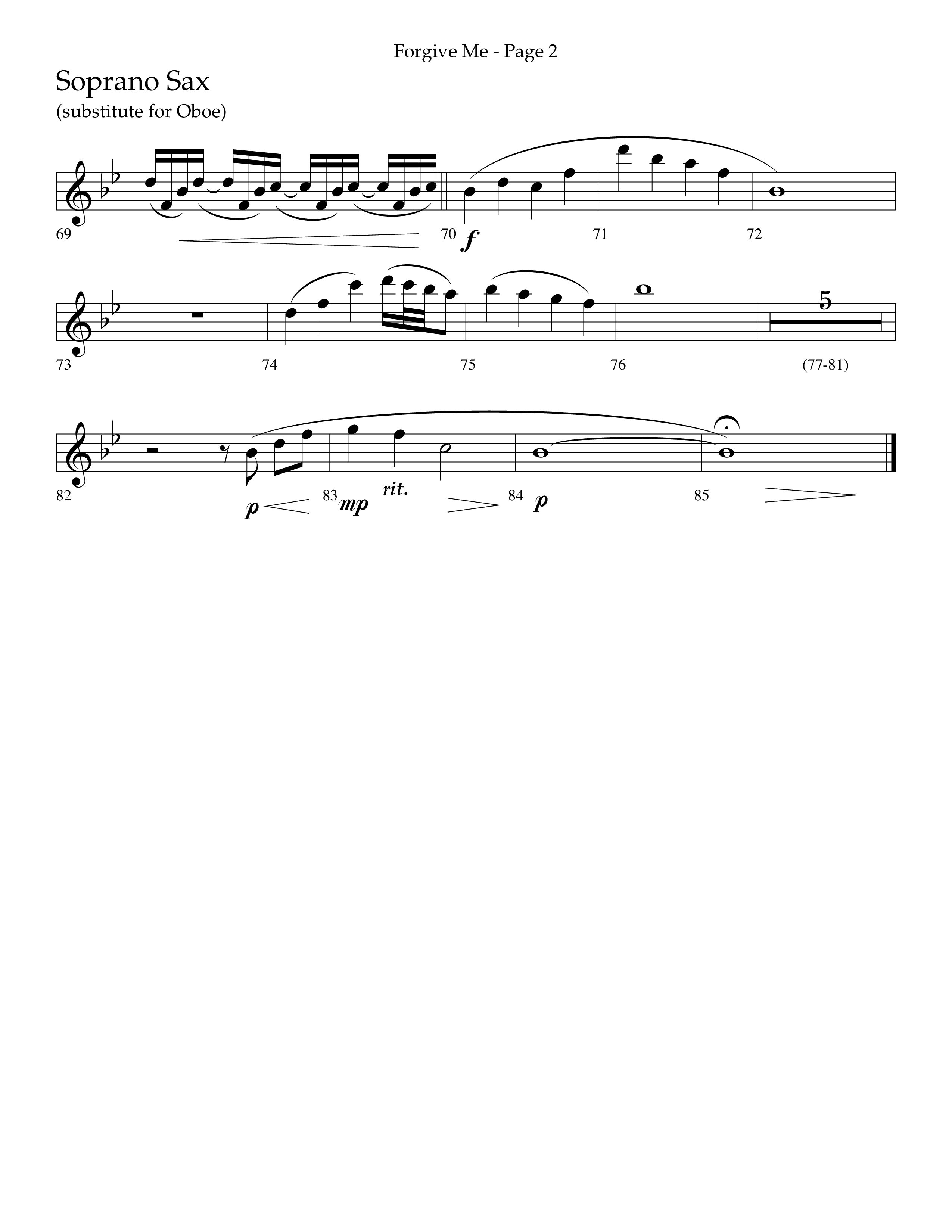Forgive Me (Choral Anthem SATB) Soprano Sax (Lifeway Choral / Arr. Cliff Duren)