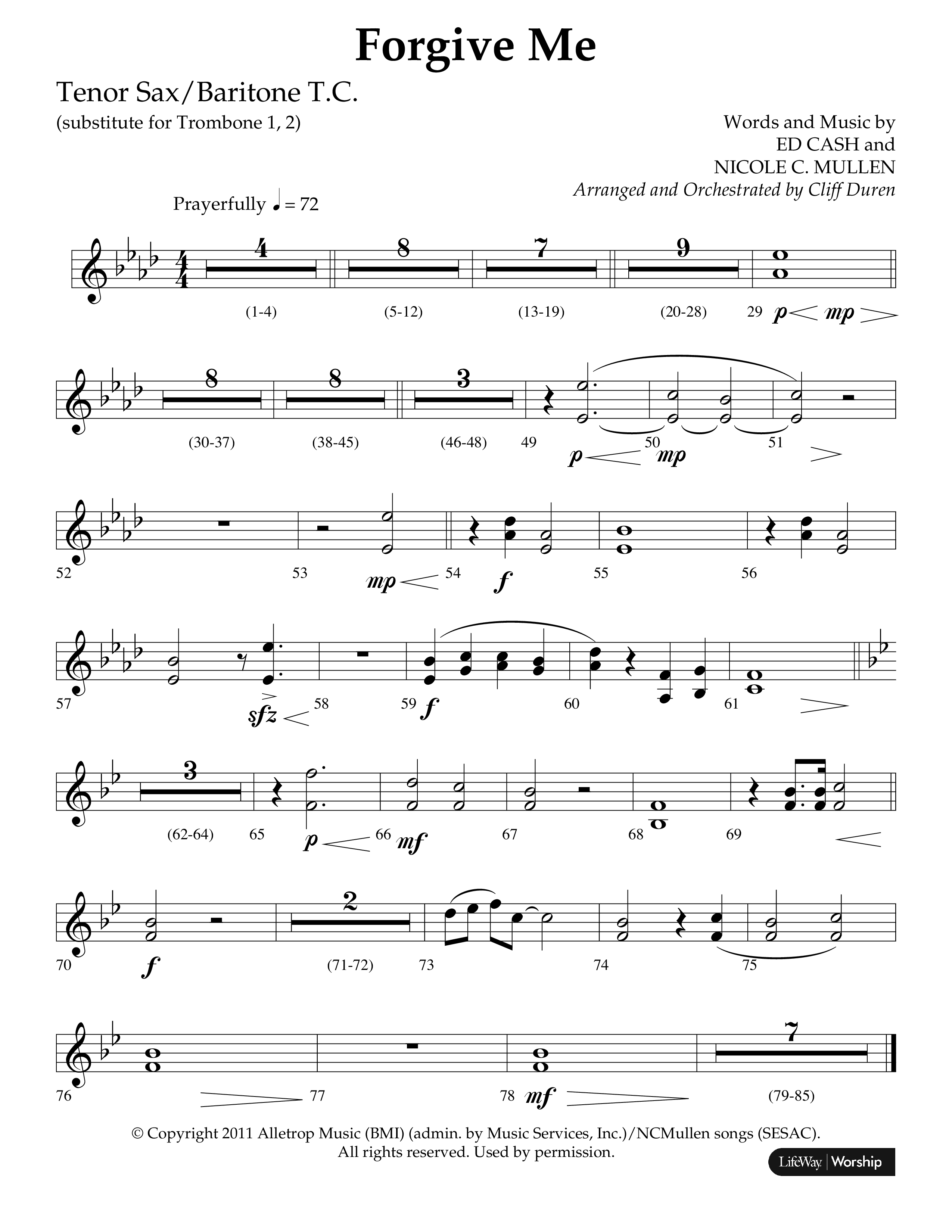 Forgive Me (Choral Anthem SATB) Tenor Sax/Baritone T.C. (Lifeway Choral / Arr. Cliff Duren)