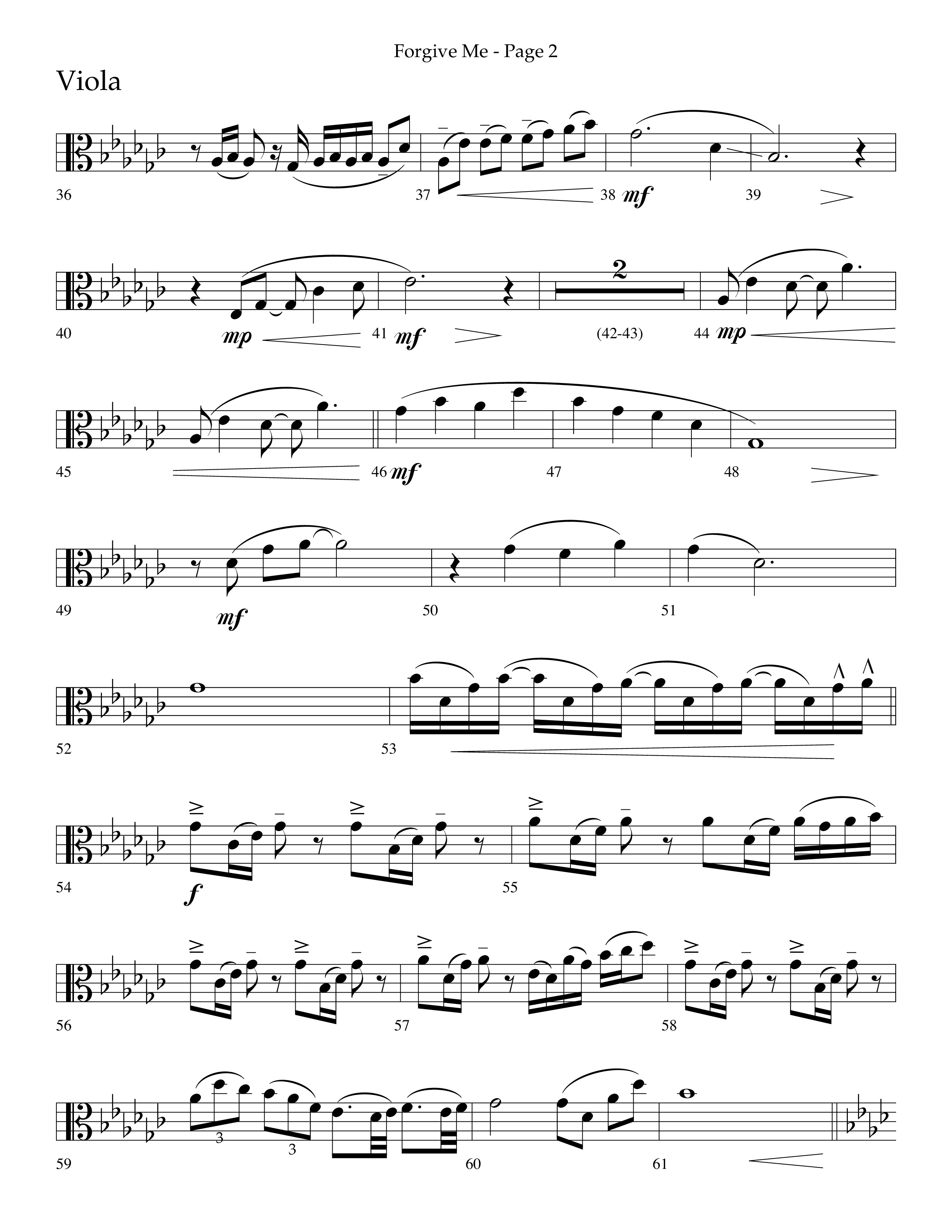 Forgive Me (Choral Anthem SATB) Viola (Lifeway Choral / Arr. Cliff Duren)