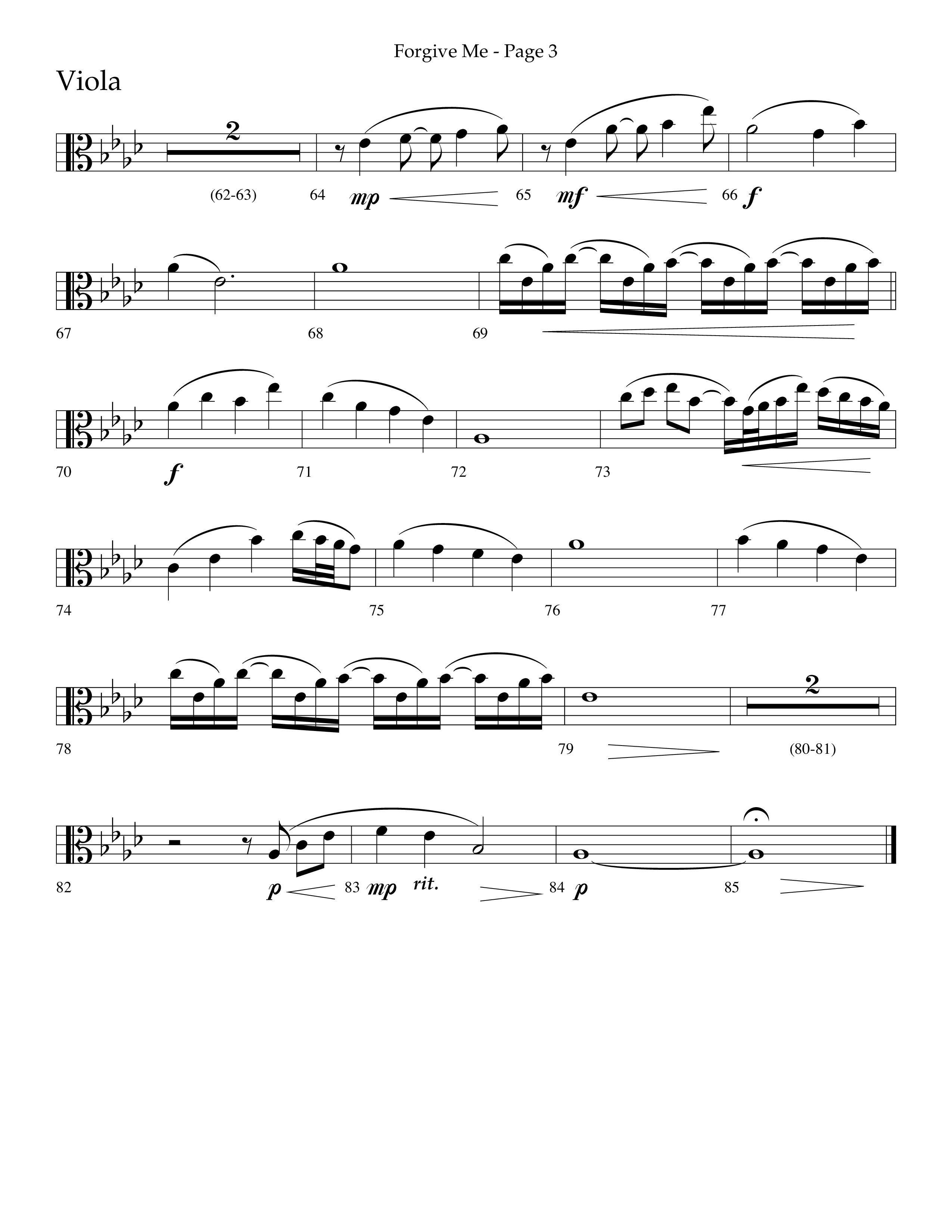 Forgive Me (Choral Anthem SATB) Viola (Lifeway Choral / Arr. Cliff Duren)