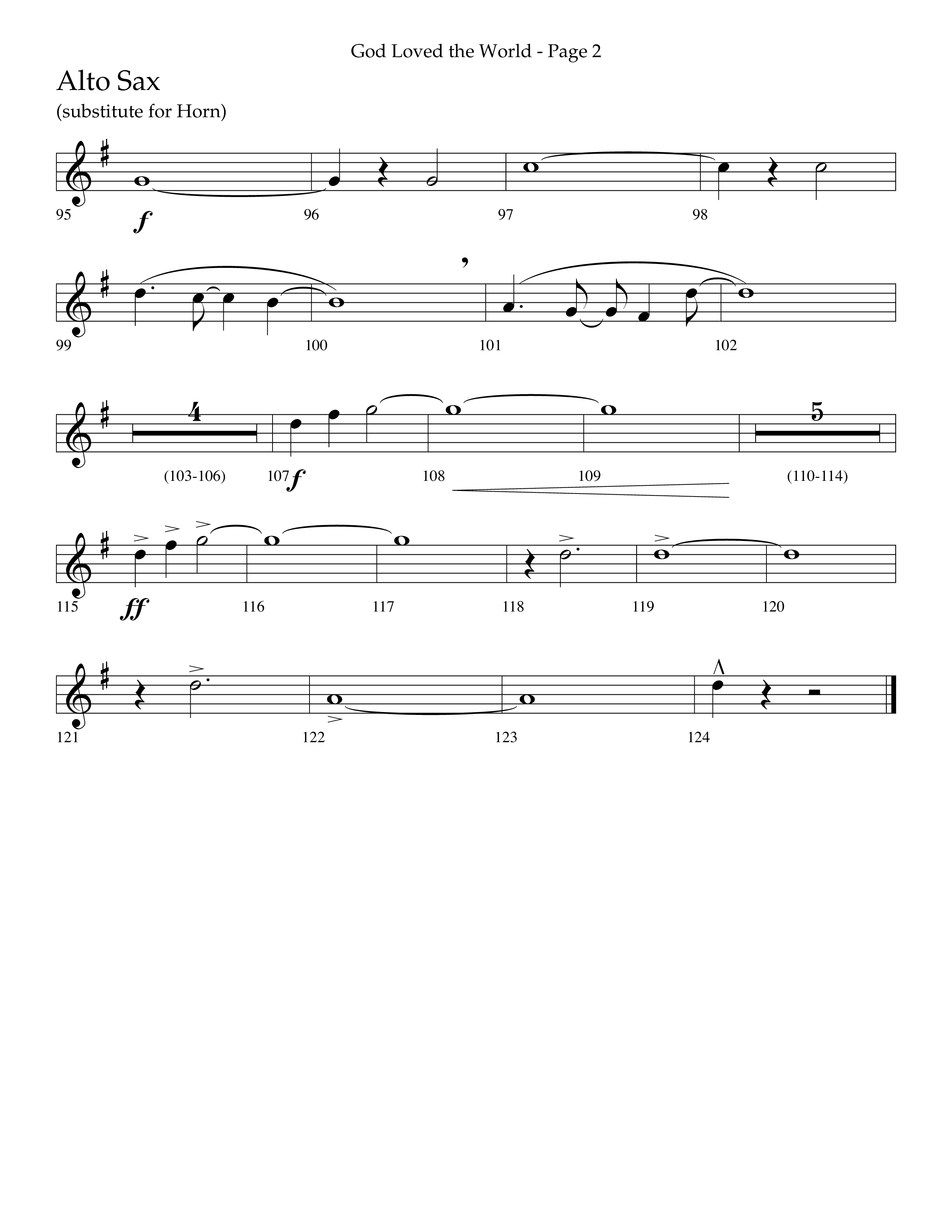 God Loved The World (Choral Anthem SATB) Alto Sax (Lifeway Choral / Arr. Cliff Duren)