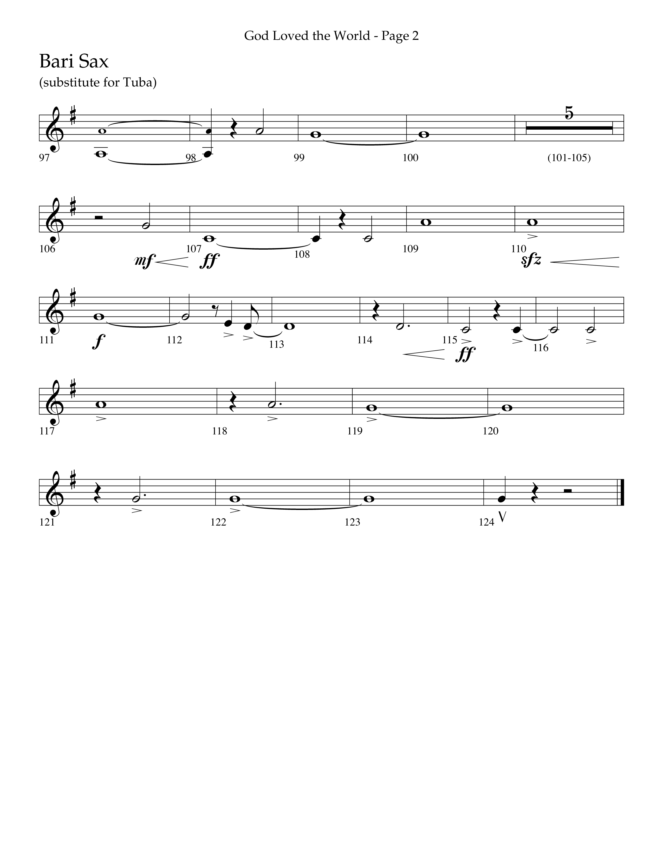God Loved The World (Choral Anthem SATB) Bari Sax (Lifeway Choral / Arr. Cliff Duren)