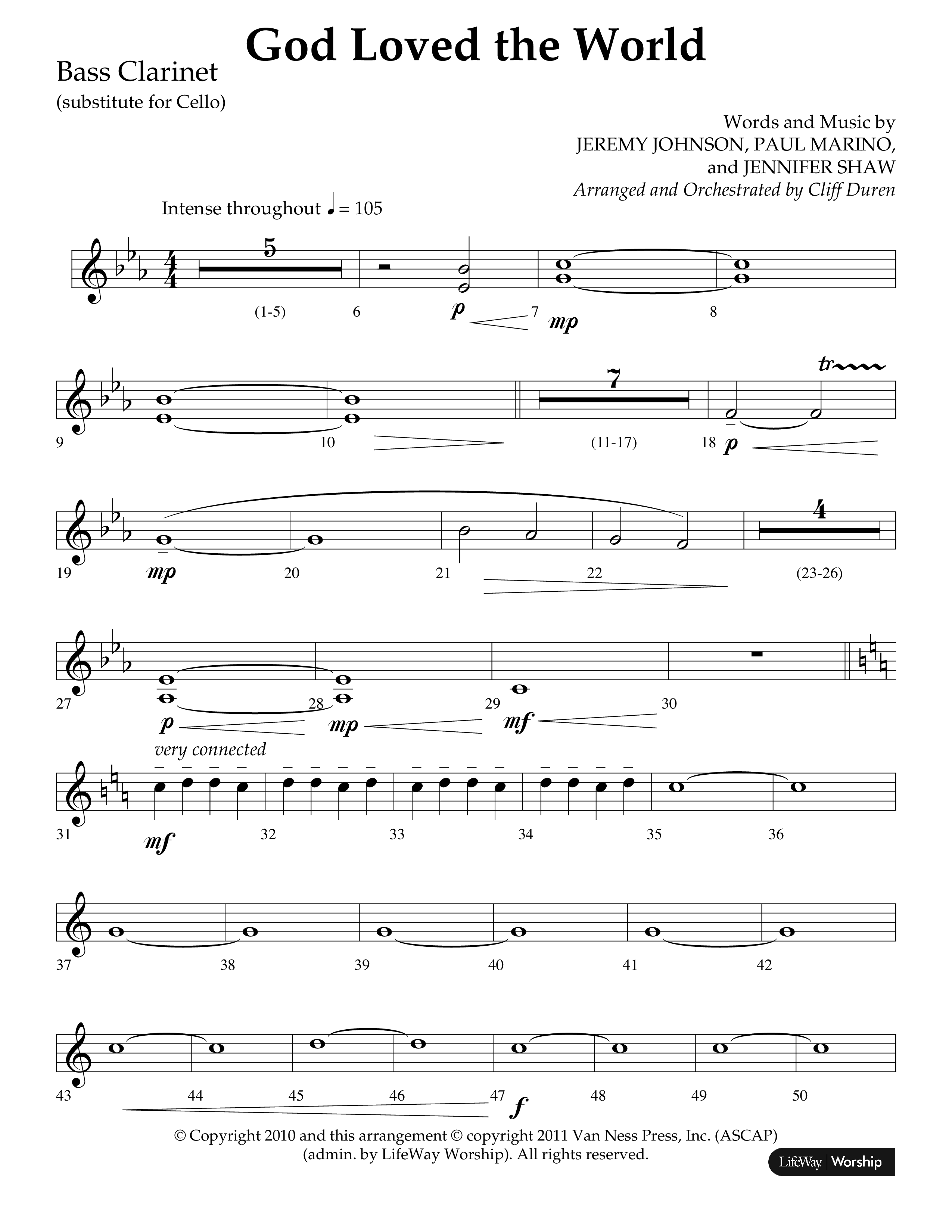 God Loved The World (Choral Anthem SATB) Bass Clarinet (Lifeway Choral / Arr. Cliff Duren)
