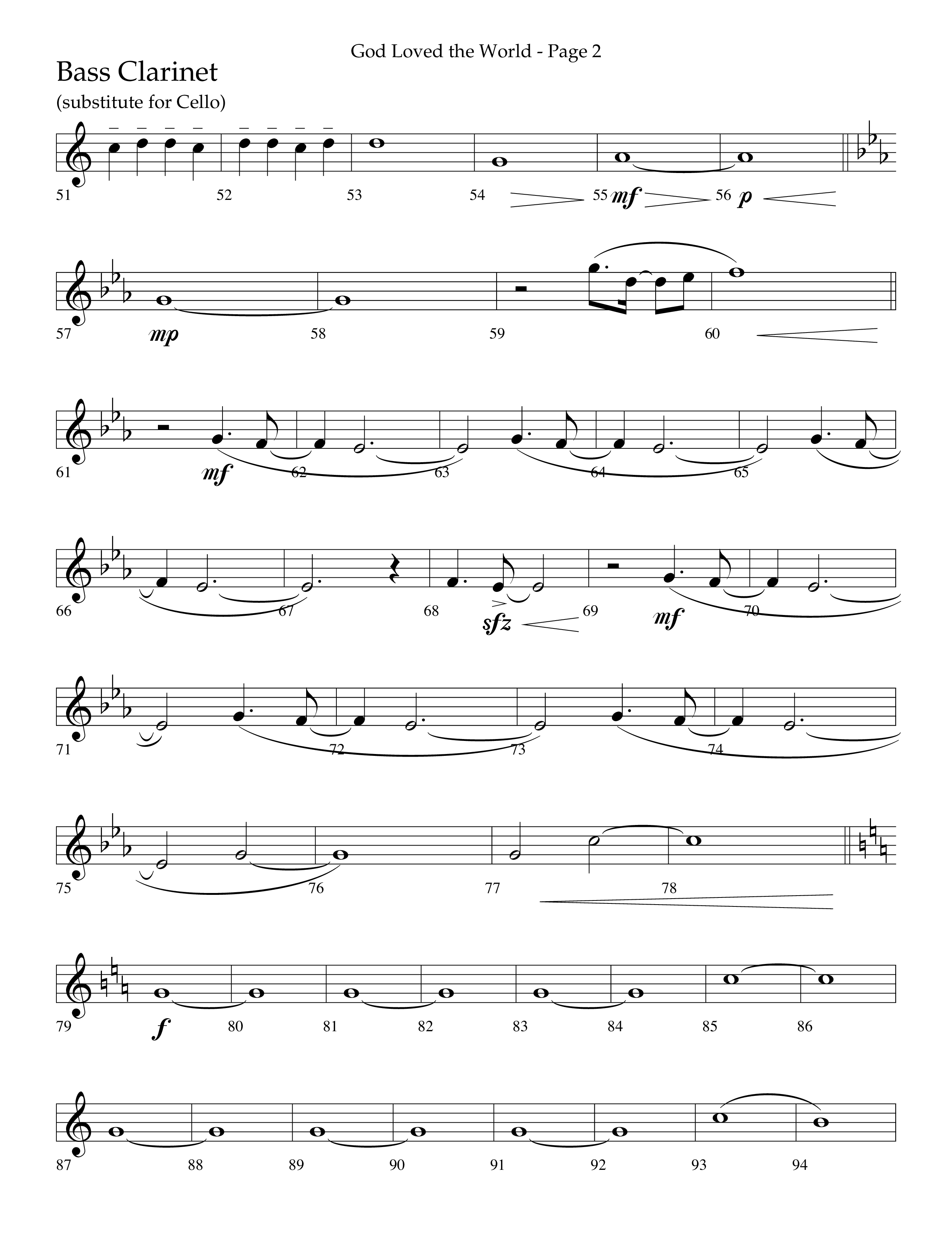 God Loved The World (Choral Anthem SATB) Bass Clarinet (Lifeway Choral / Arr. Cliff Duren)