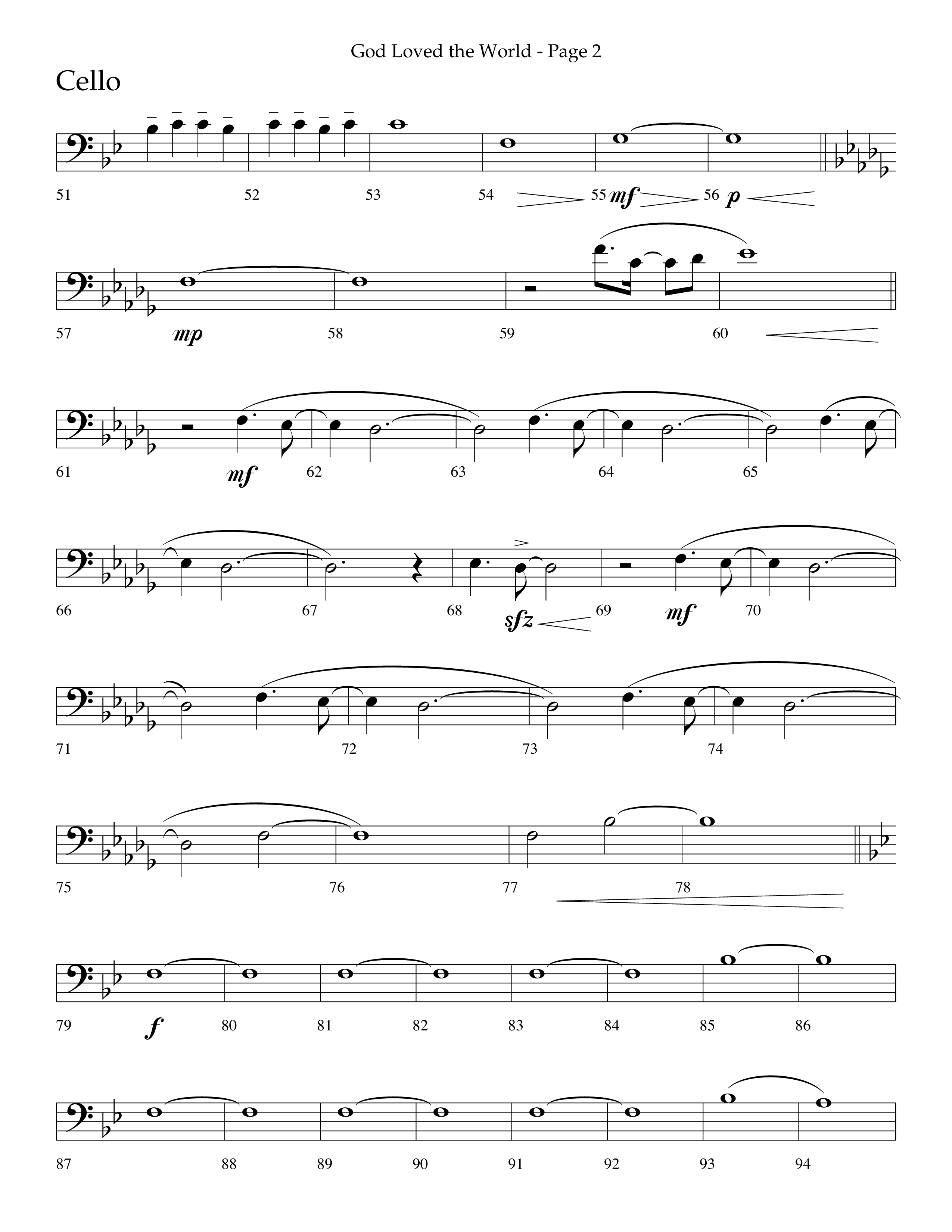 God Loved The World (Choral Anthem SATB) Cello (Lifeway Choral / Arr. Cliff Duren)