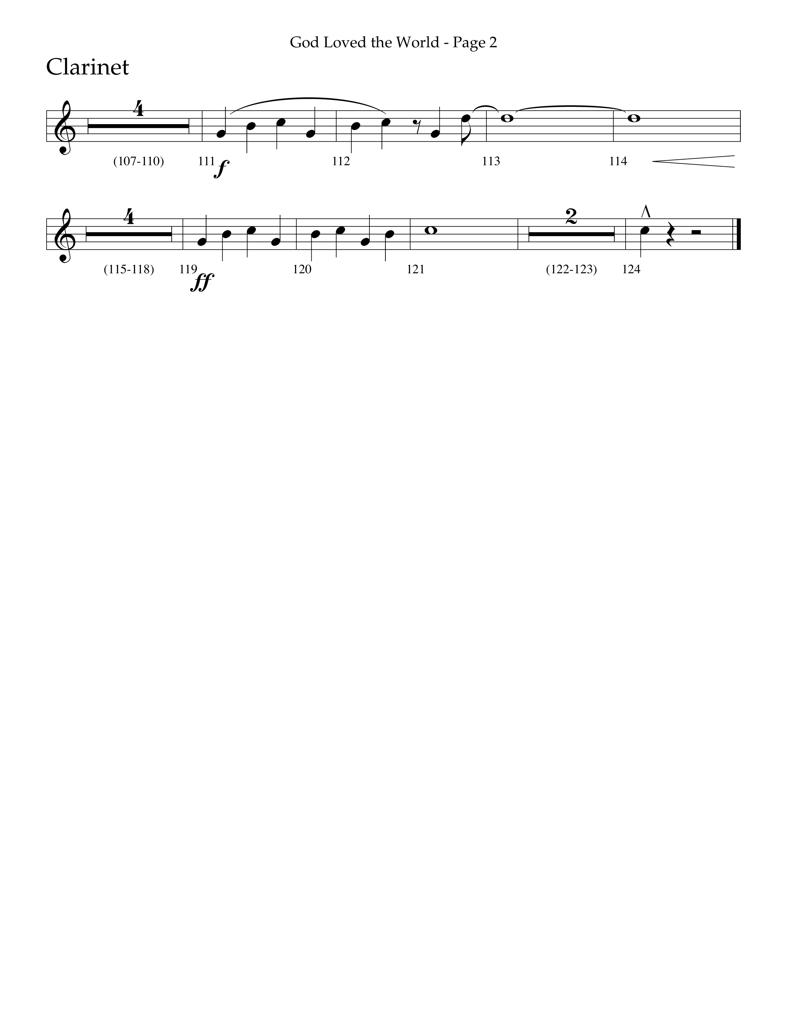 God Loved The World (Choral Anthem SATB) Clarinet 1/2 (Lifeway Choral / Arr. Cliff Duren)