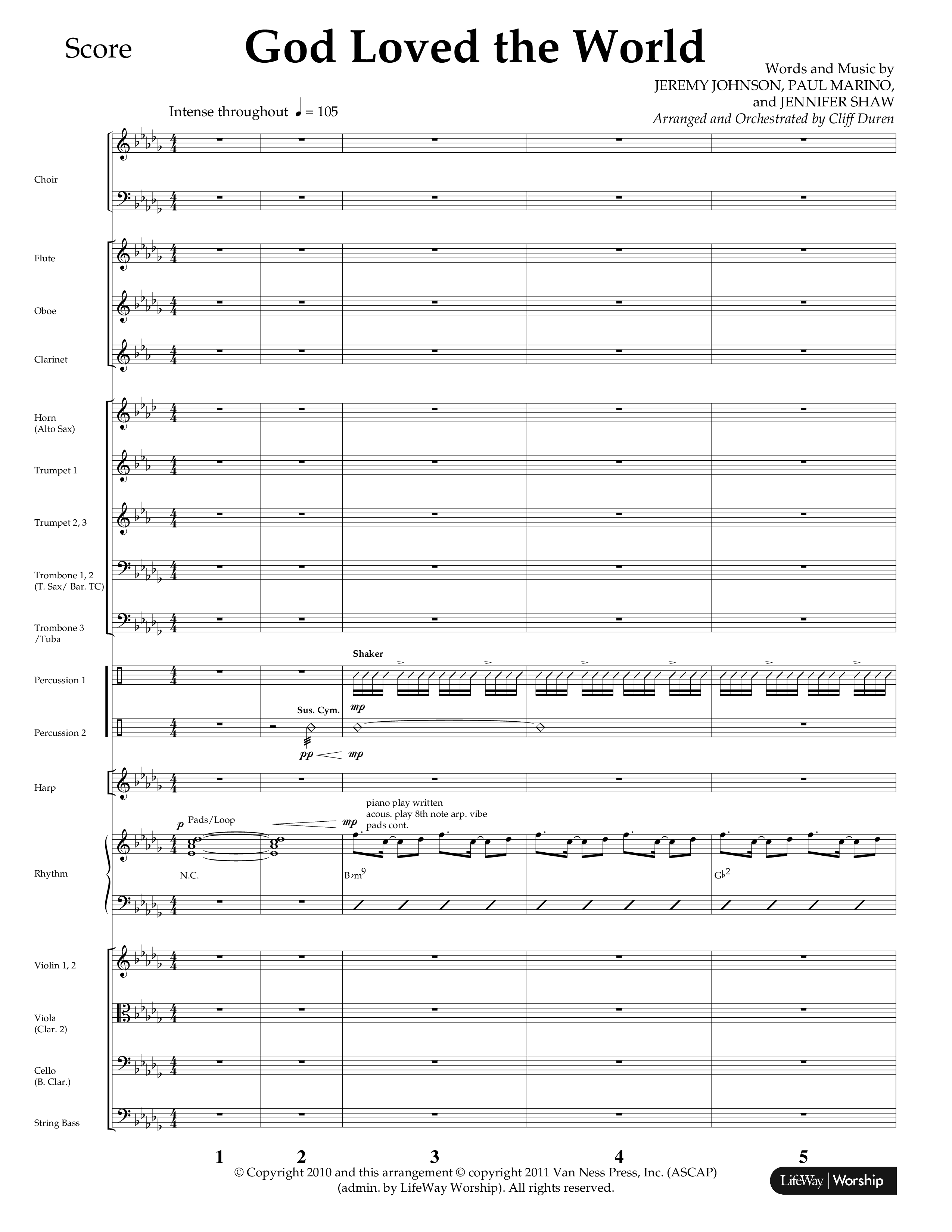 God Loved The World (Choral Anthem SATB) Orchestration (Lifeway Choral / Arr. Cliff Duren)