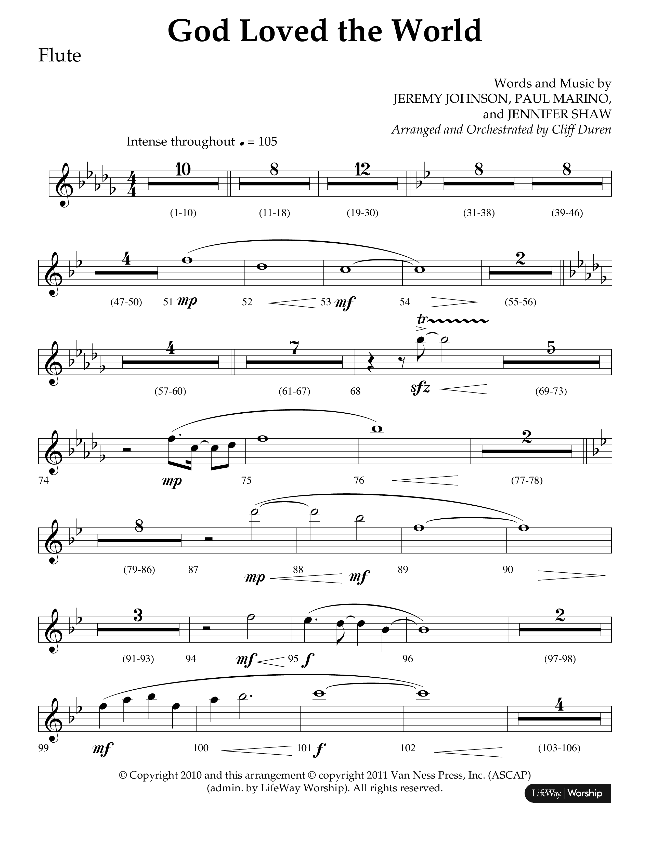 God Loved The World (Choral Anthem SATB) Flute (Lifeway Choral / Arr. Cliff Duren)