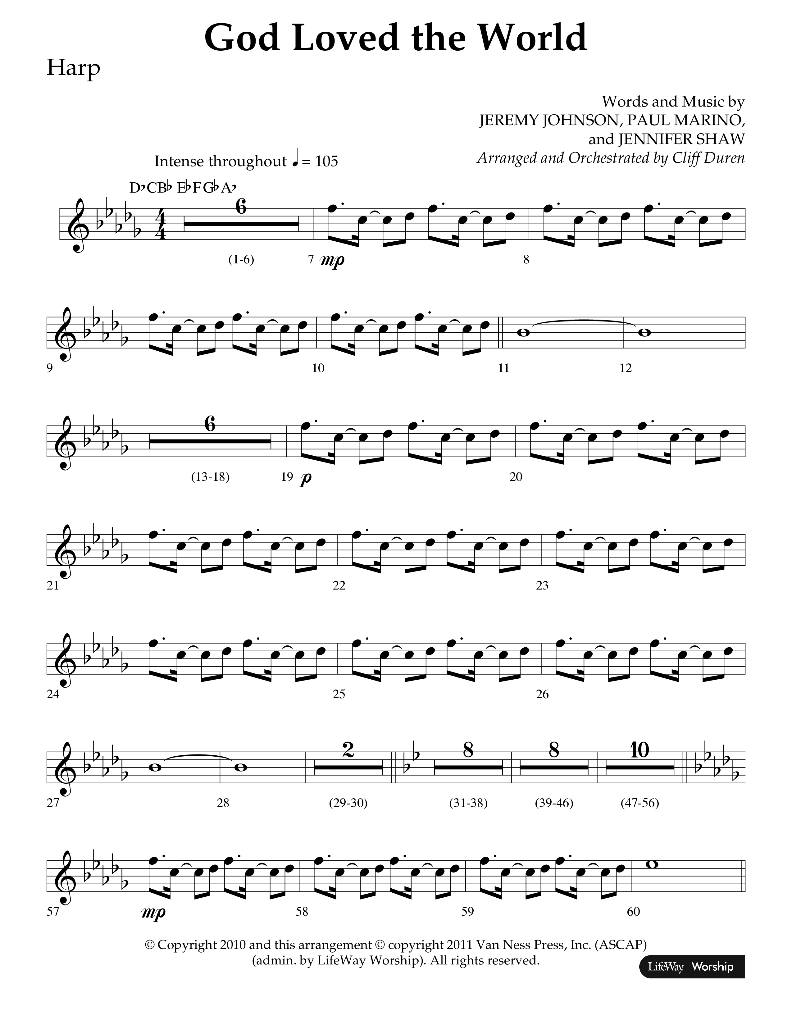 God Loved The World (Choral Anthem SATB) Harp (Lifeway Choral / Arr. Cliff Duren)