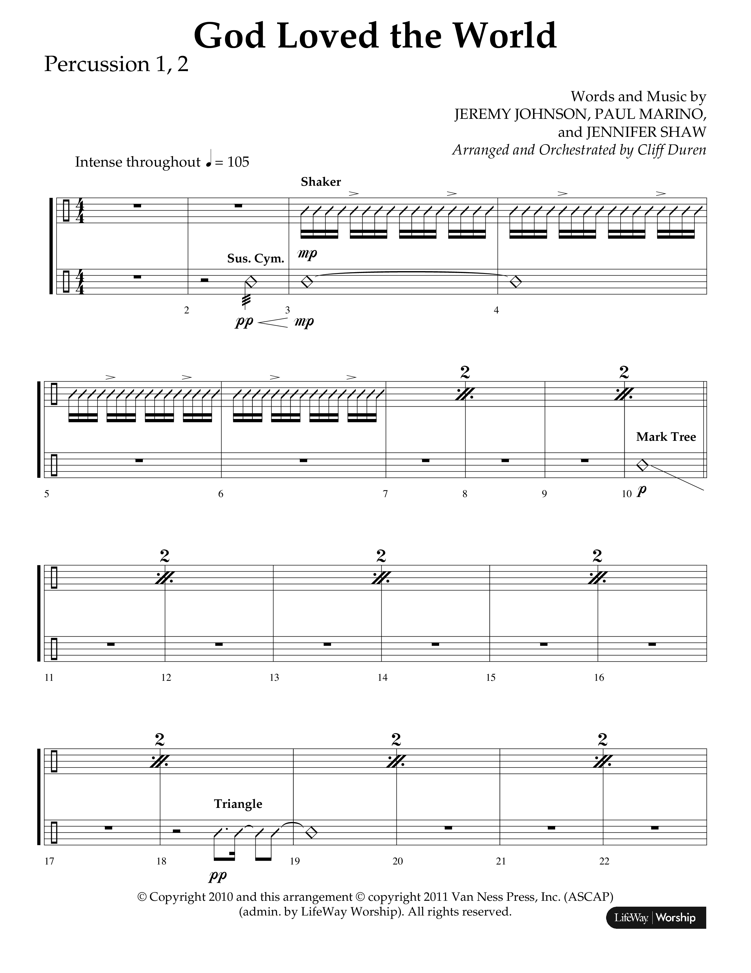 God Loved The World (Choral Anthem SATB) Percussion 1/2 (Lifeway Choral / Arr. Cliff Duren)