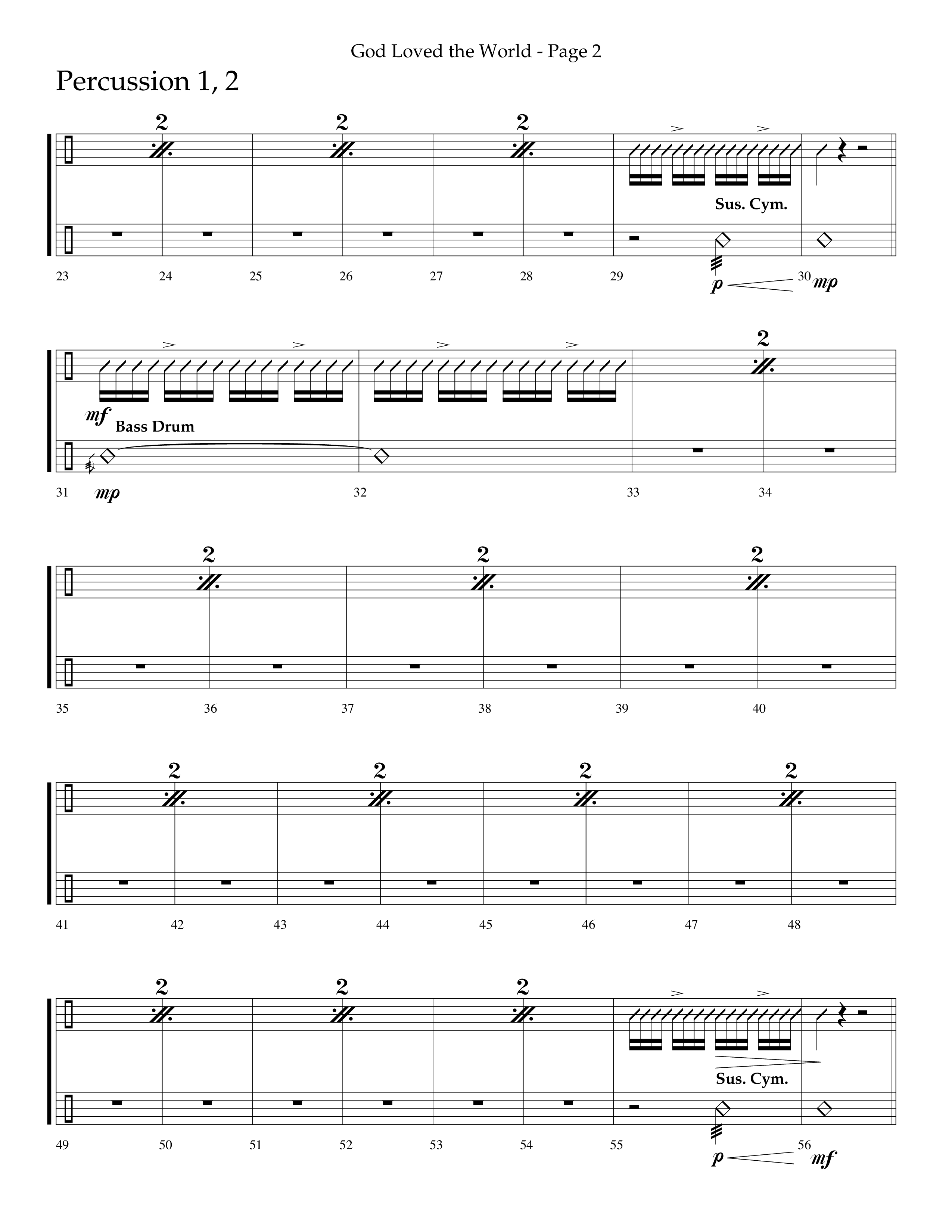 God Loved The World (Choral Anthem SATB) Percussion 1/2 (Lifeway Choral / Arr. Cliff Duren)