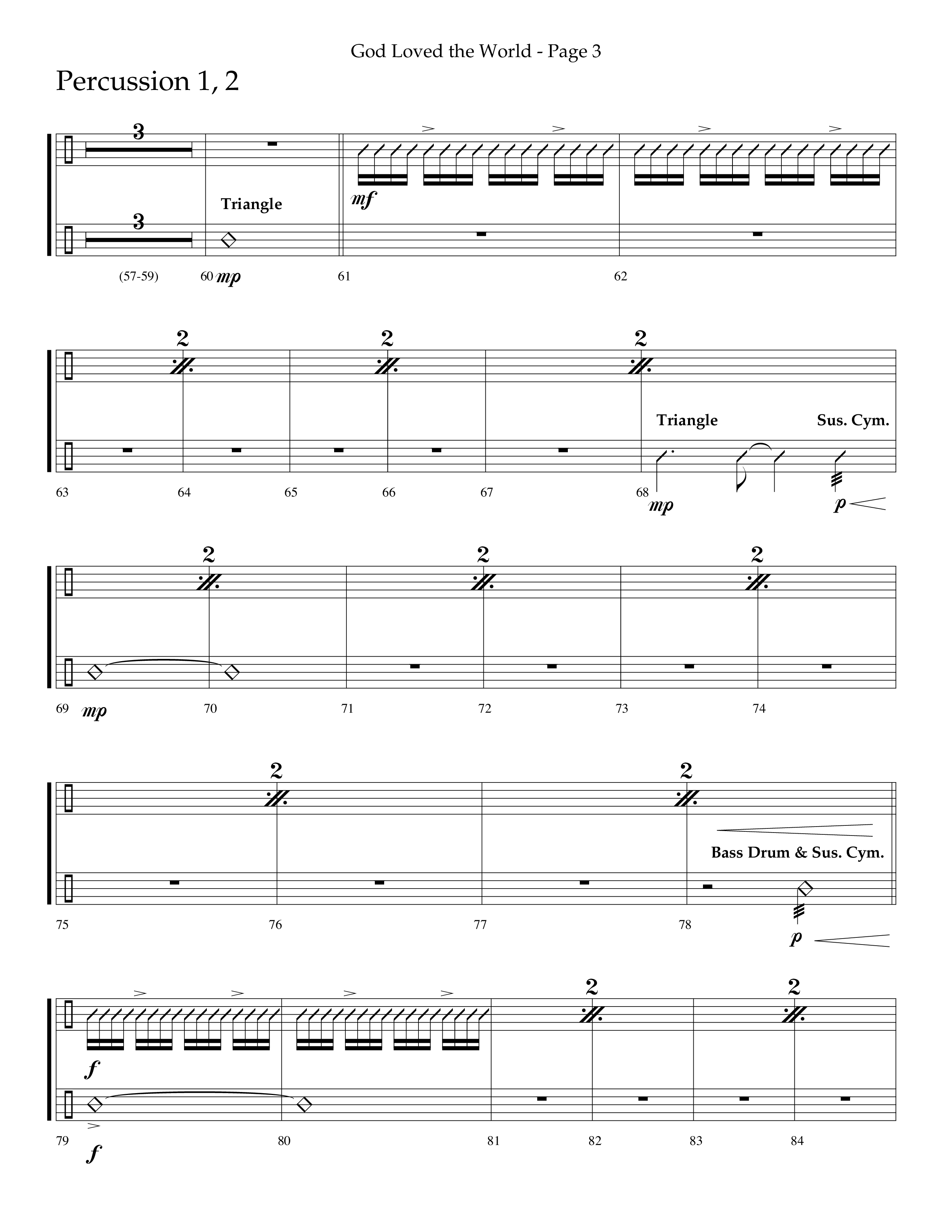 God Loved The World (Choral Anthem SATB) Percussion 1/2 (Lifeway Choral / Arr. Cliff Duren)