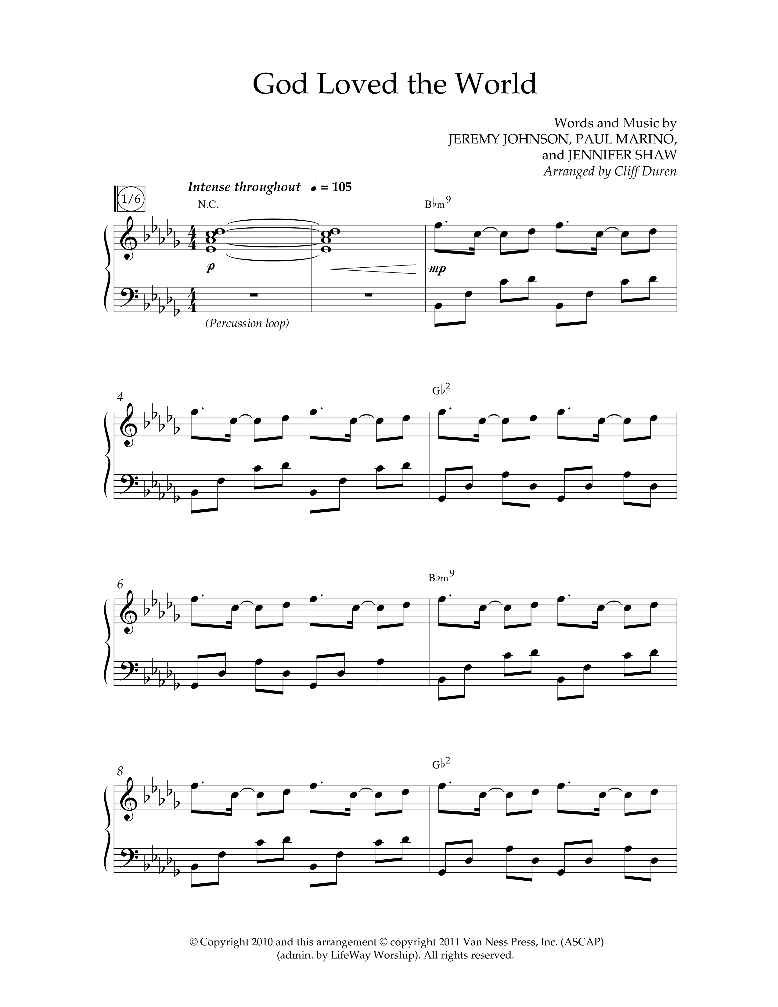 God Loved The World (Choral Anthem SATB) Anthem (SATB/Piano) (Lifeway Choral / Arr. Cliff Duren)