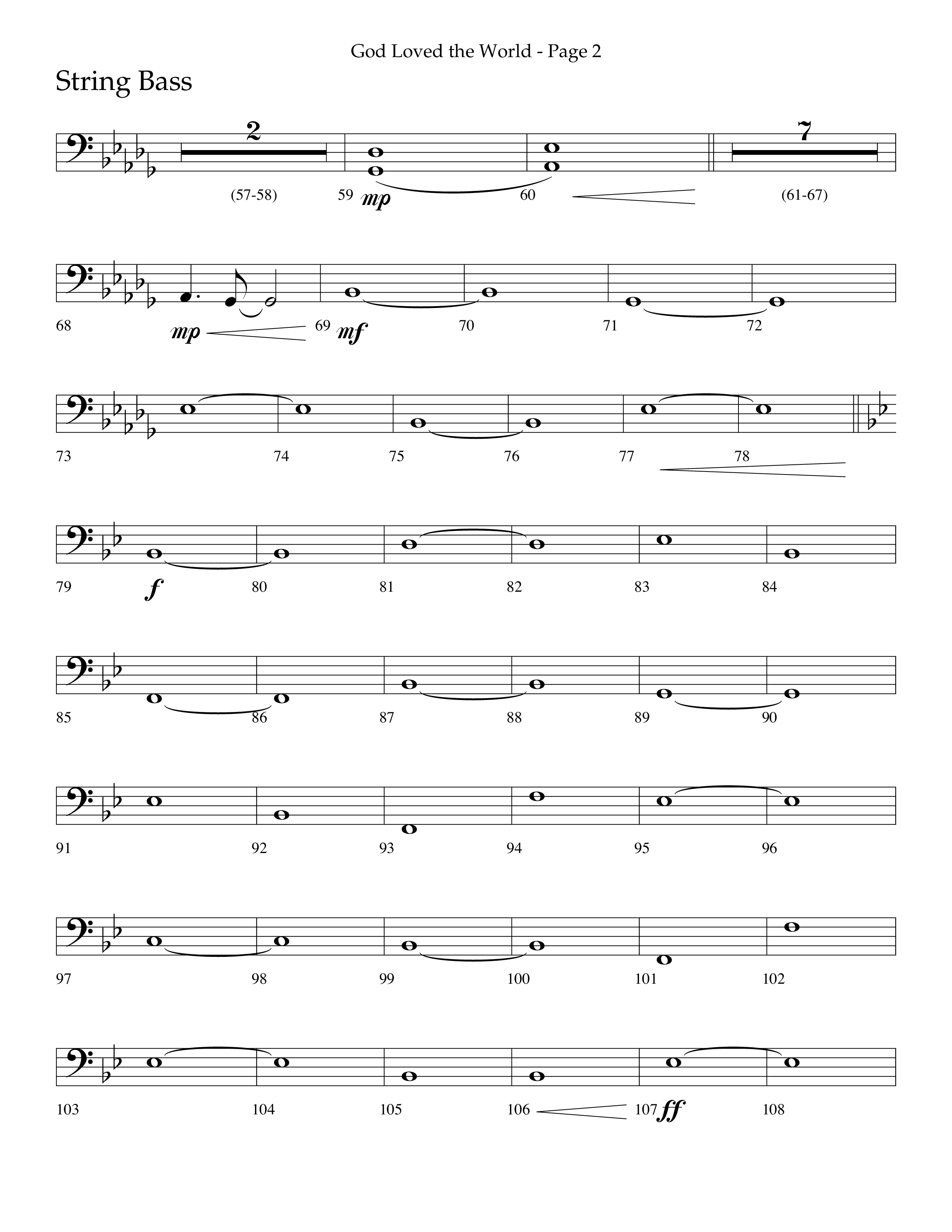 God Loved The World (Choral Anthem SATB) String Bass (Lifeway Choral / Arr. Cliff Duren)