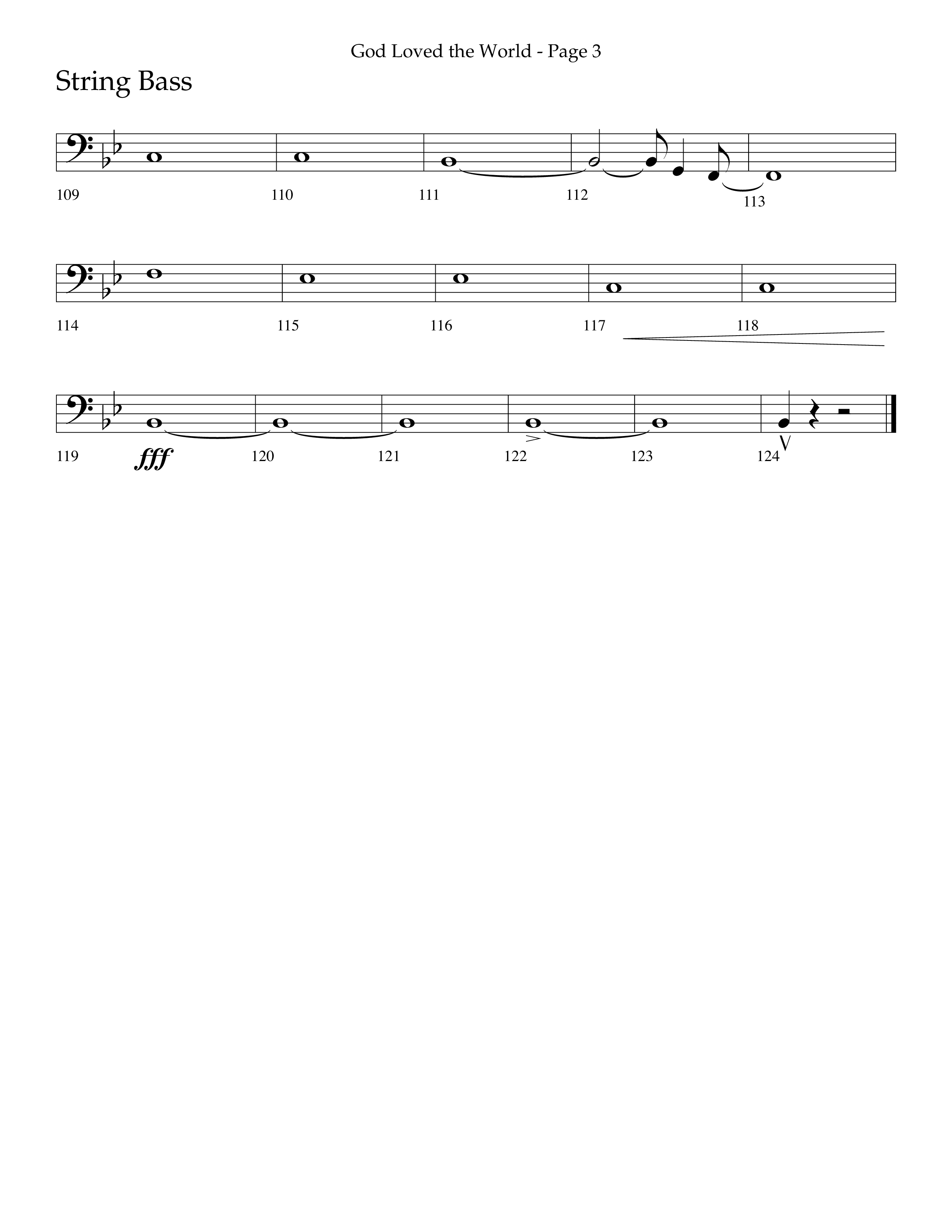 God Loved The World (Choral Anthem SATB) String Bass (Lifeway Choral / Arr. Cliff Duren)
