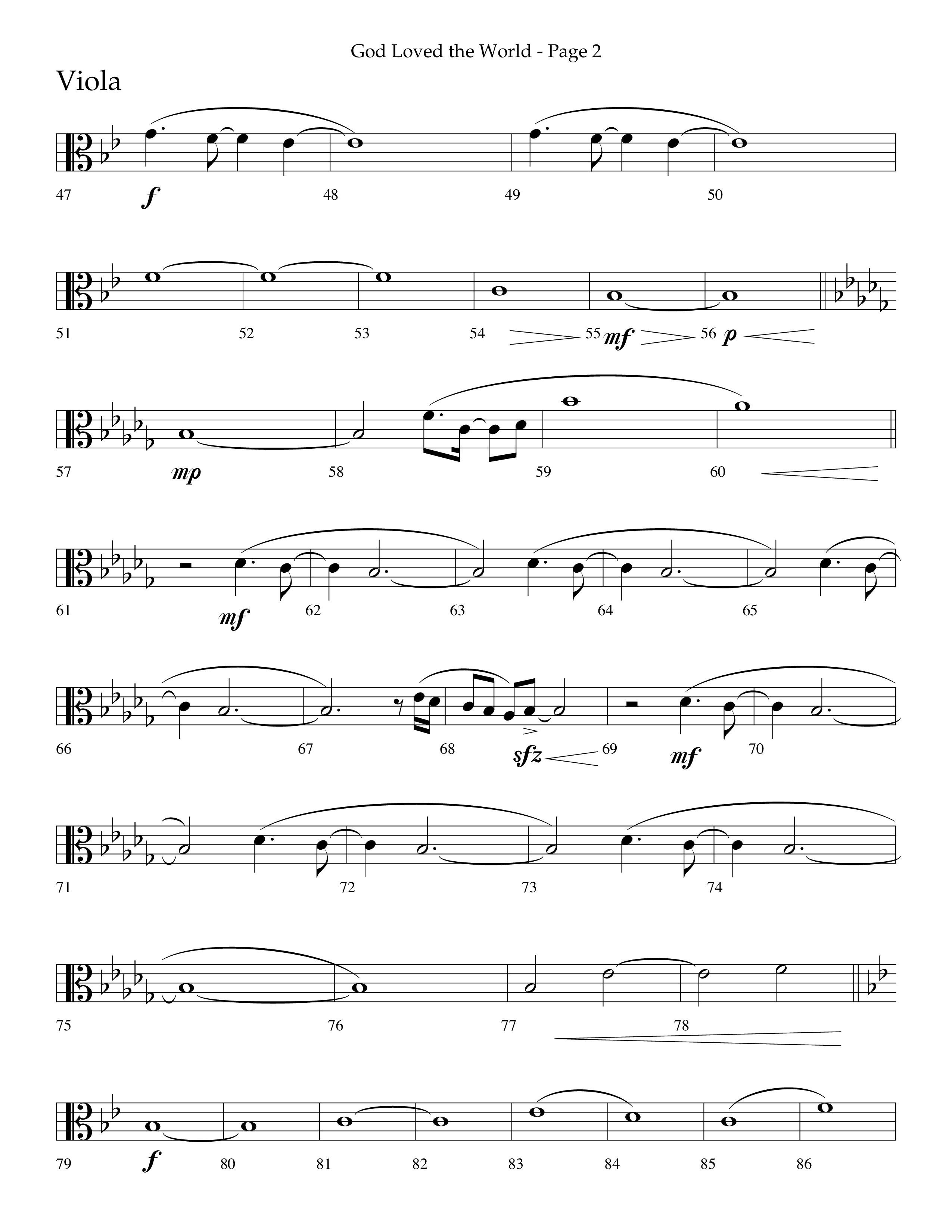 God Loved The World (Choral Anthem SATB) Viola (Lifeway Choral / Arr. Cliff Duren)