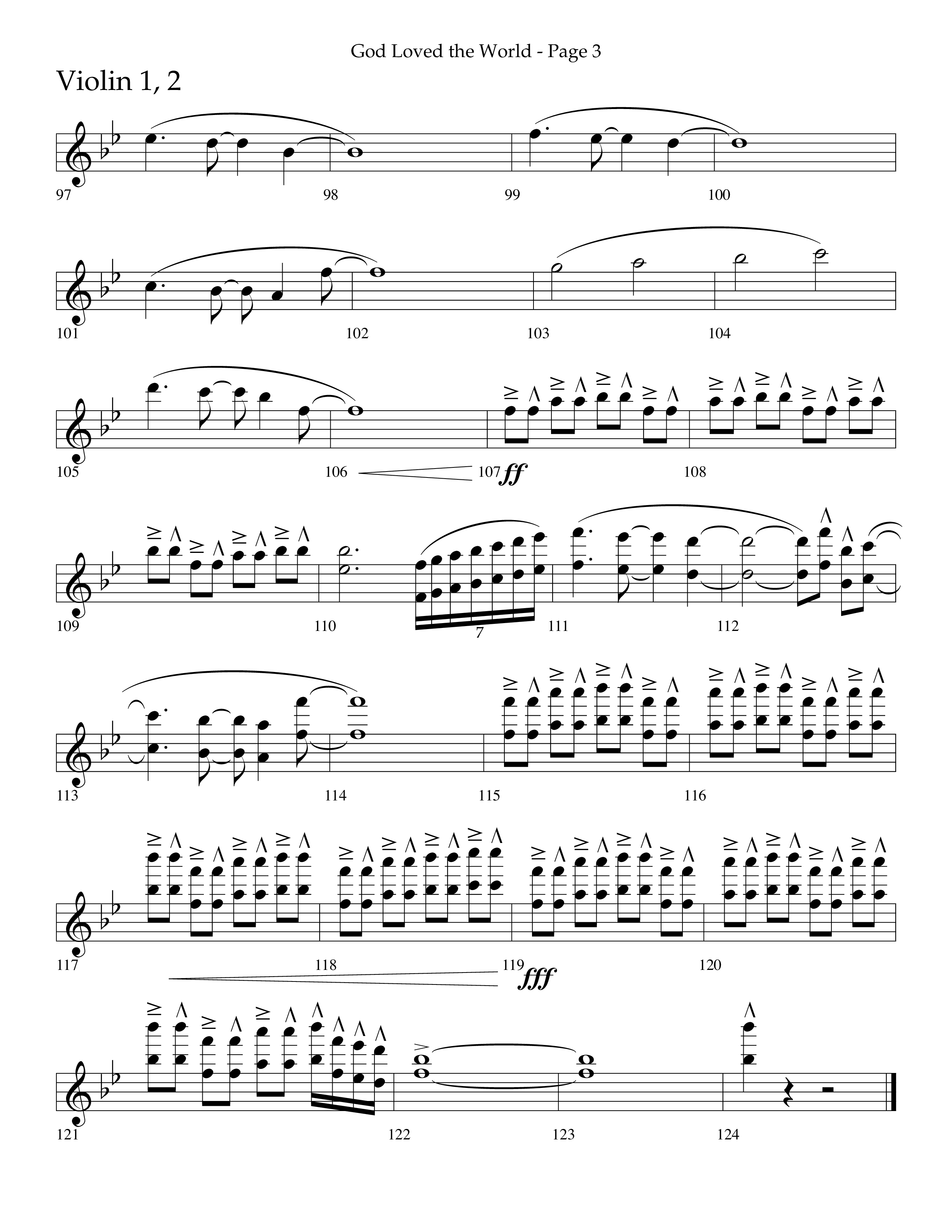 God Loved The World (Choral Anthem SATB) Violin 1/2 (Lifeway Choral / Arr. Cliff Duren)