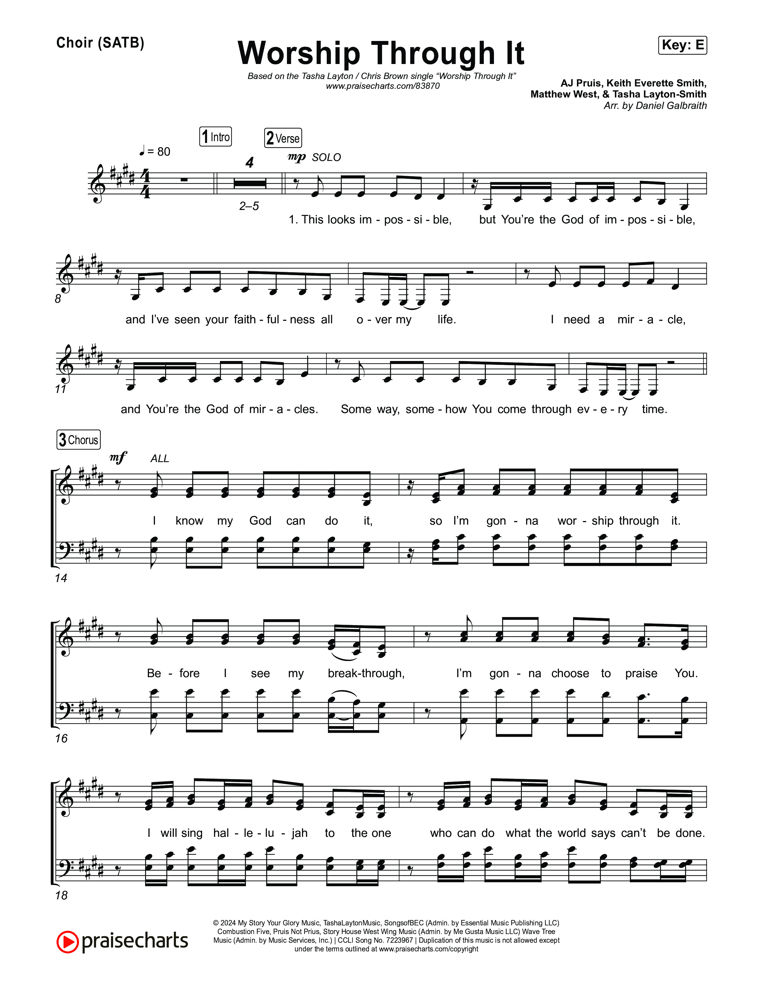 Worship Through It Choir Sheet (SATB) (Tasha Layton / Chris Brown)