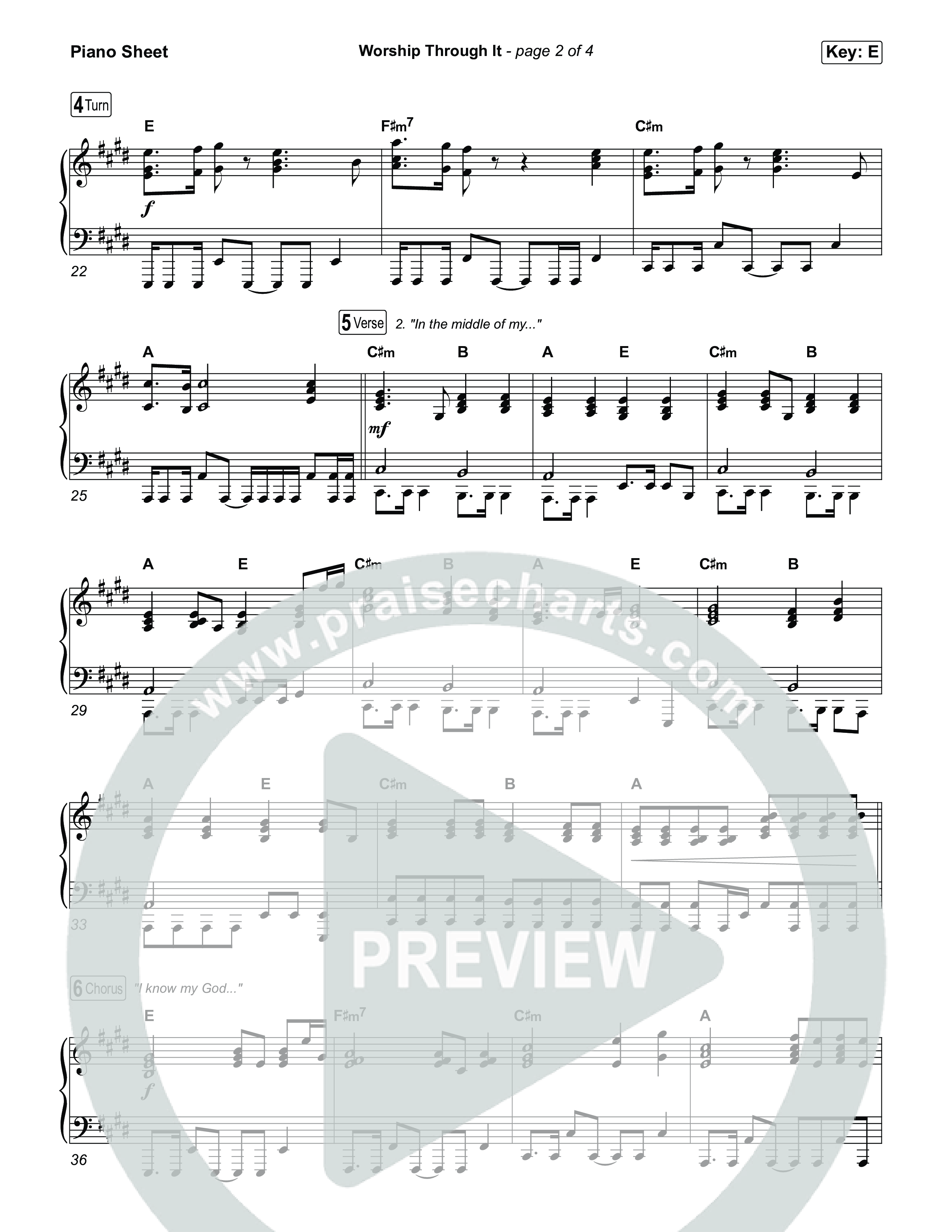 Worship Through It Piano Sheet (Tasha Layton / Chris Brown)