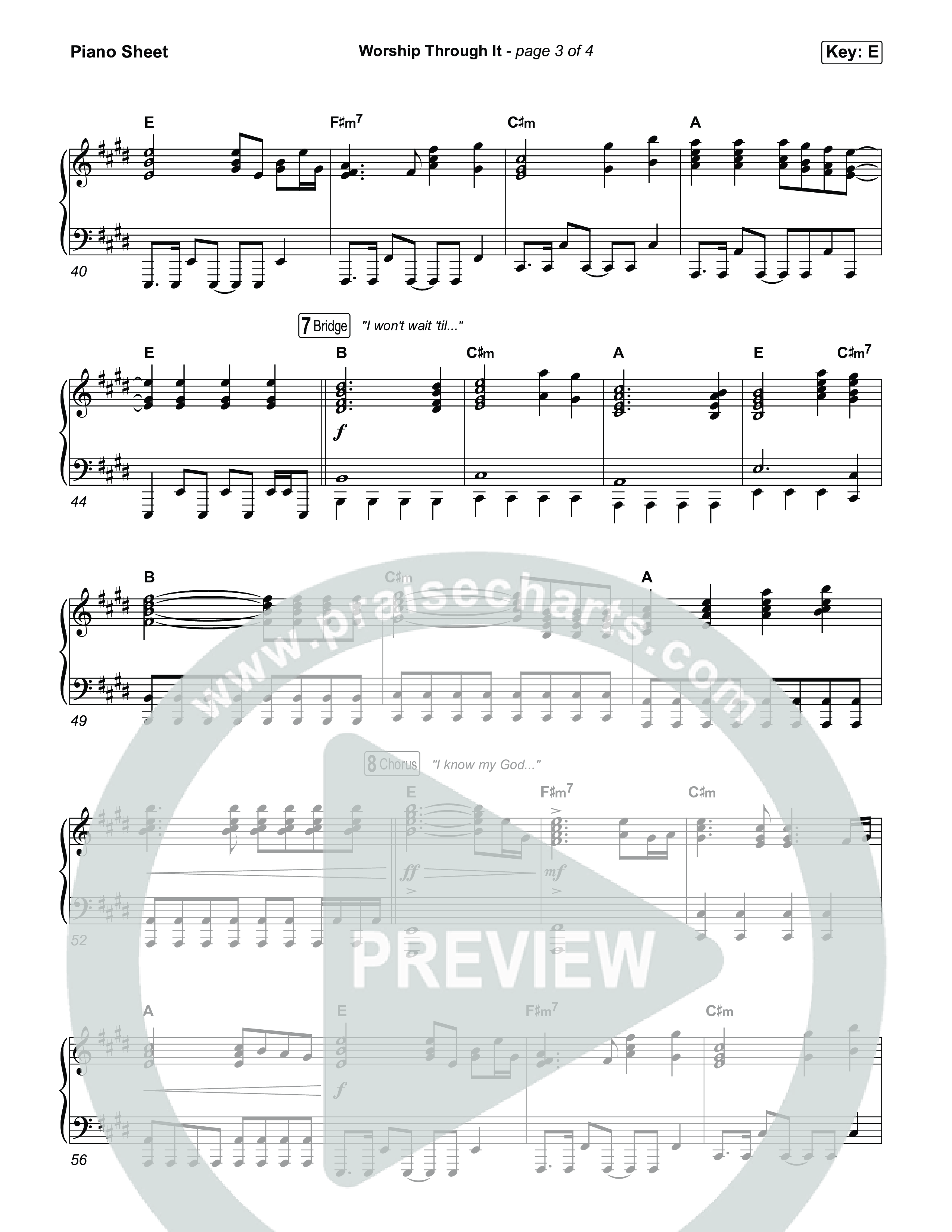 Worship Through It Piano Sheet (Tasha Layton / Chris Brown)
