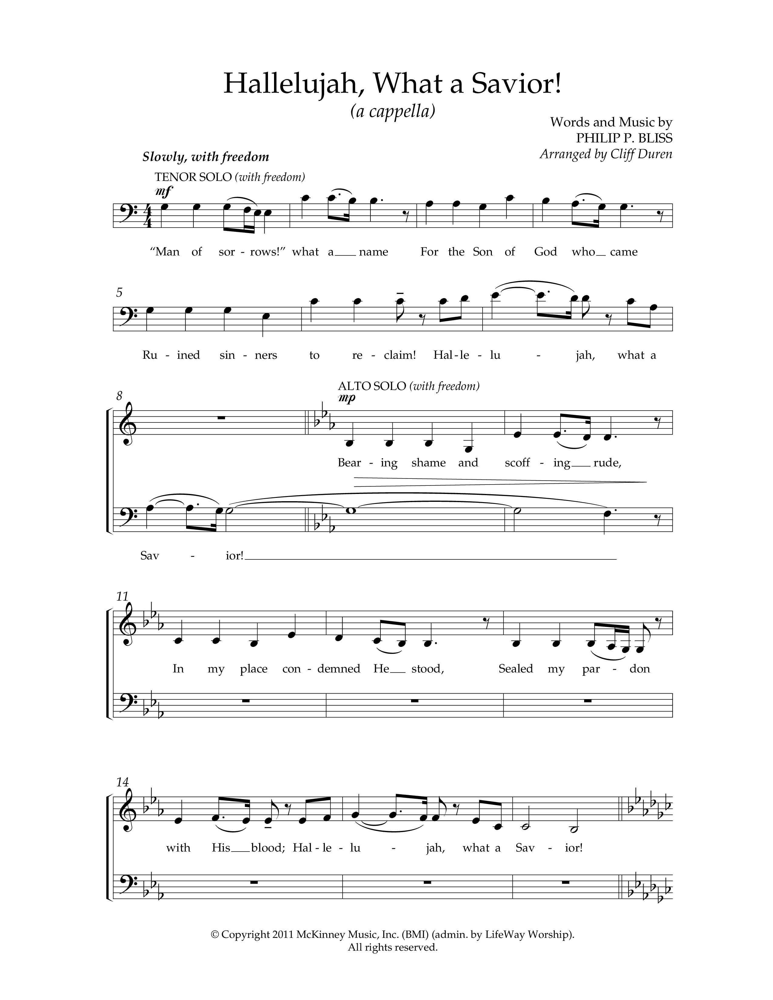 Hallelujah What A Savior (Choral Anthem SATB) Anthem (SATB/Piano) (Lifeway Choral / Arr. Cliff Duren)