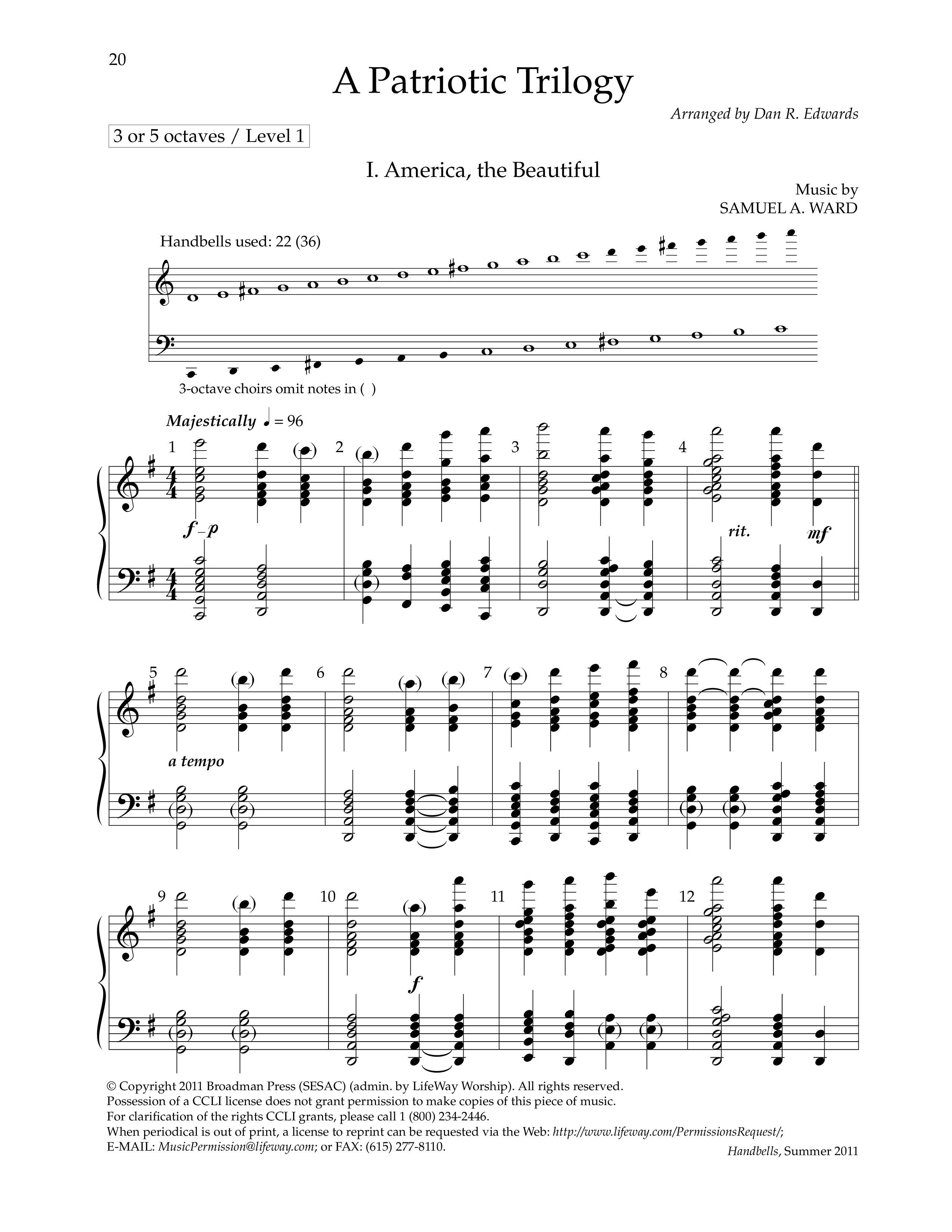 A Patriotic Trilogy (Handbells) Handbells (Lifeway Worship / Arr. Dan R. Edwards)