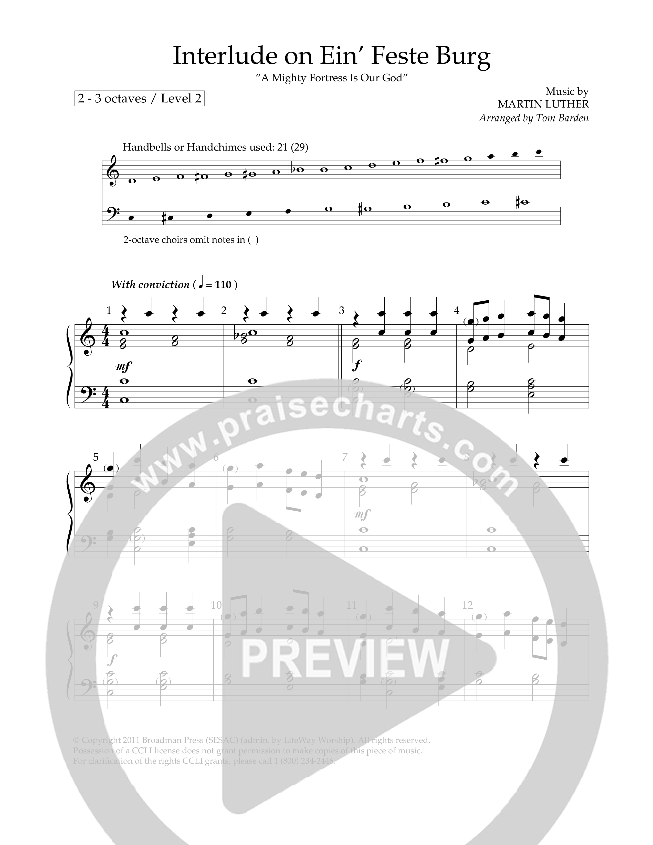 Interlude On Ein' Feste Burg (Handbells) Handbells (Lifeway Worship / Arr. Tom Barden)