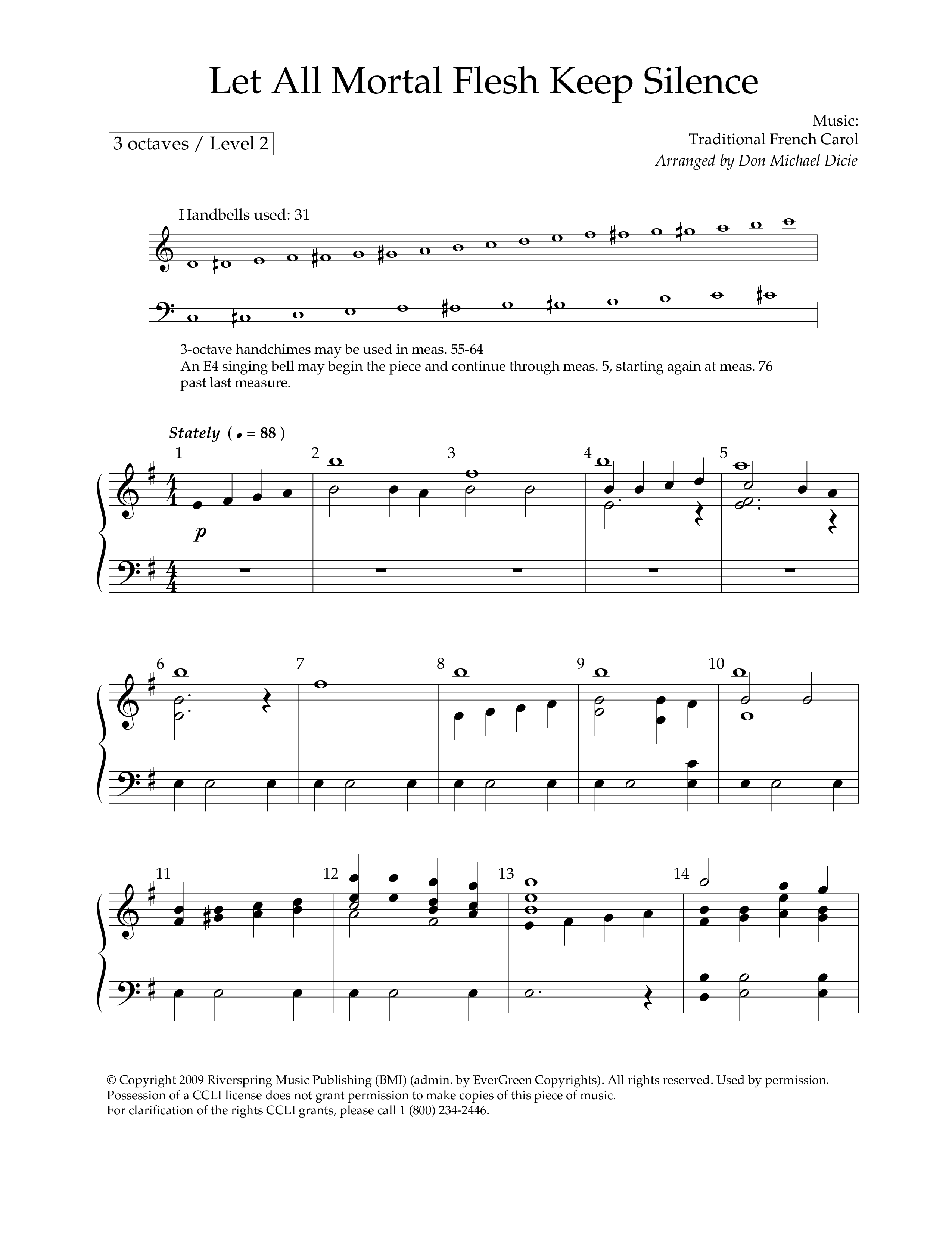 Let All Mortal Flesh Keep Silence (Handbells) Handbells (Lifeway Worship / Arr. Don Michael Dicie)