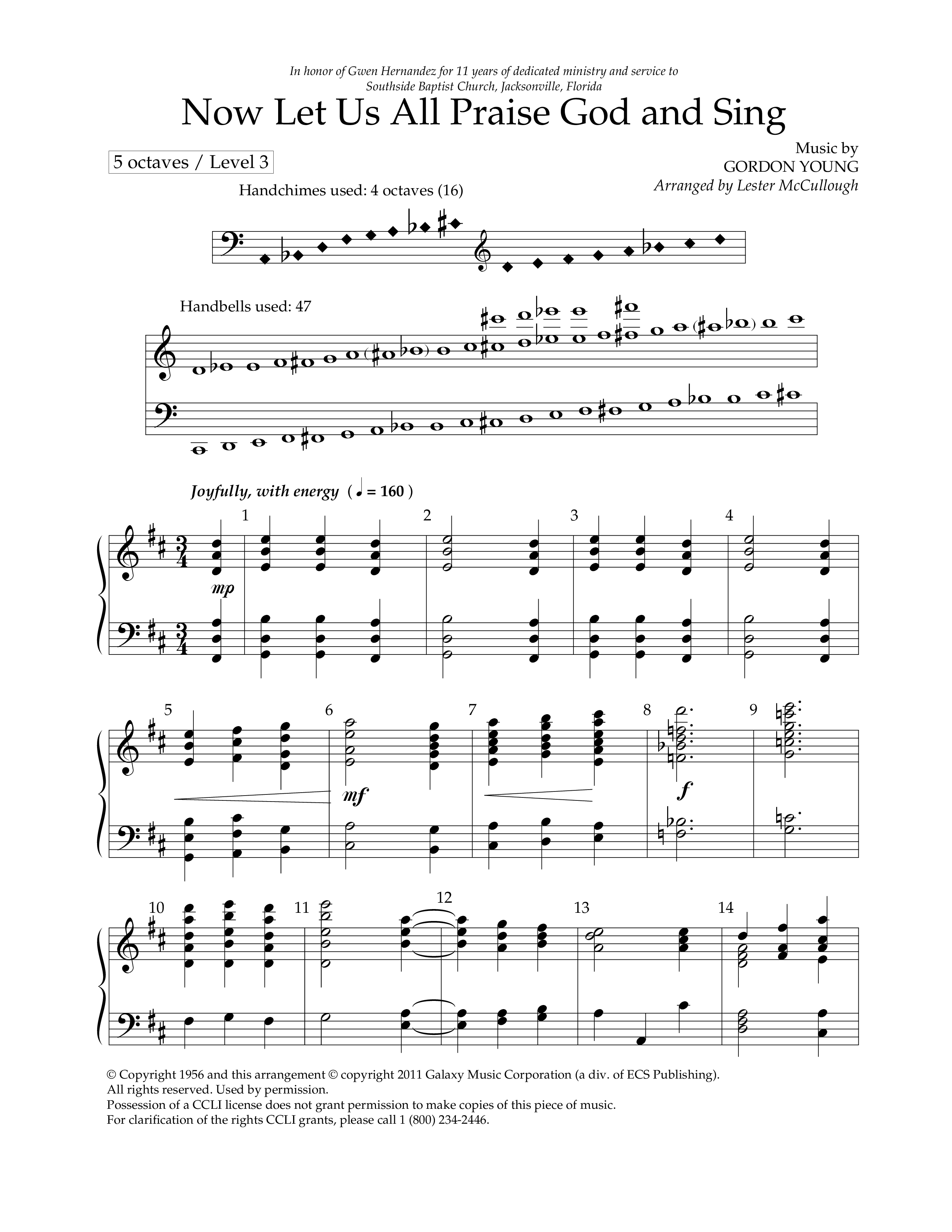 Now Let Us All Praise God And Sing (Handbells) Handbells (Lifeway Worship / Arr. Lester McCullough)