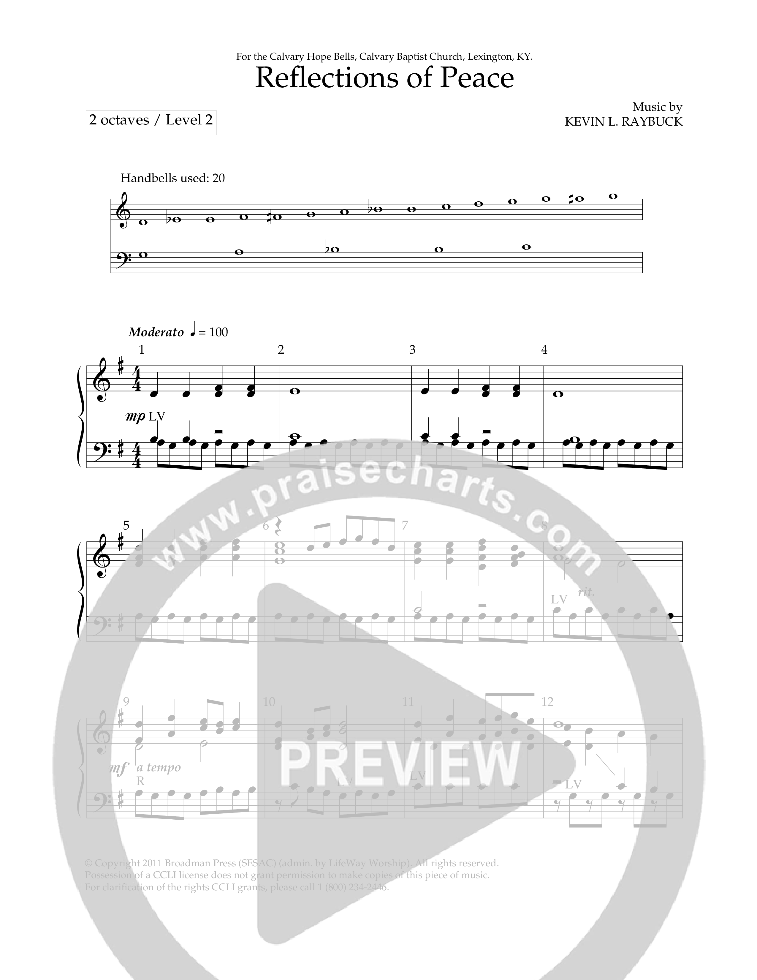 Reflections Of Peace (Handbells) Handbells (Lifeway Worship / Arr. Kevin Raybuck)