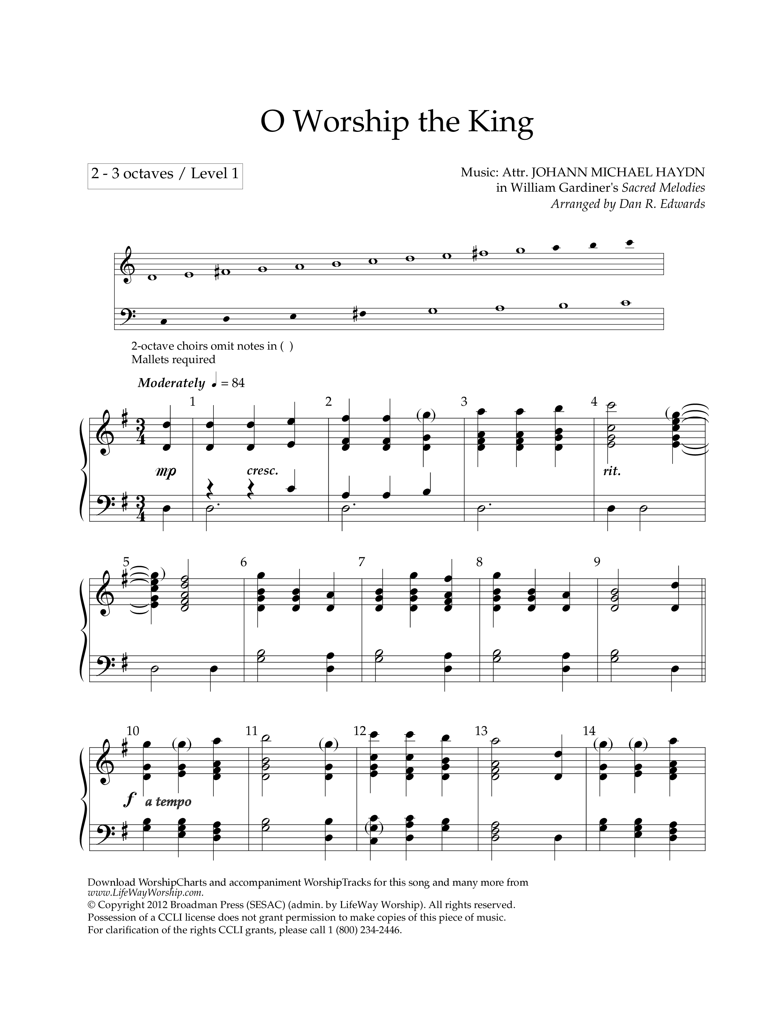 O Worship The King (Handbells) Handbells (Lifeway Worship / Arr. Dan R. Edwards)
