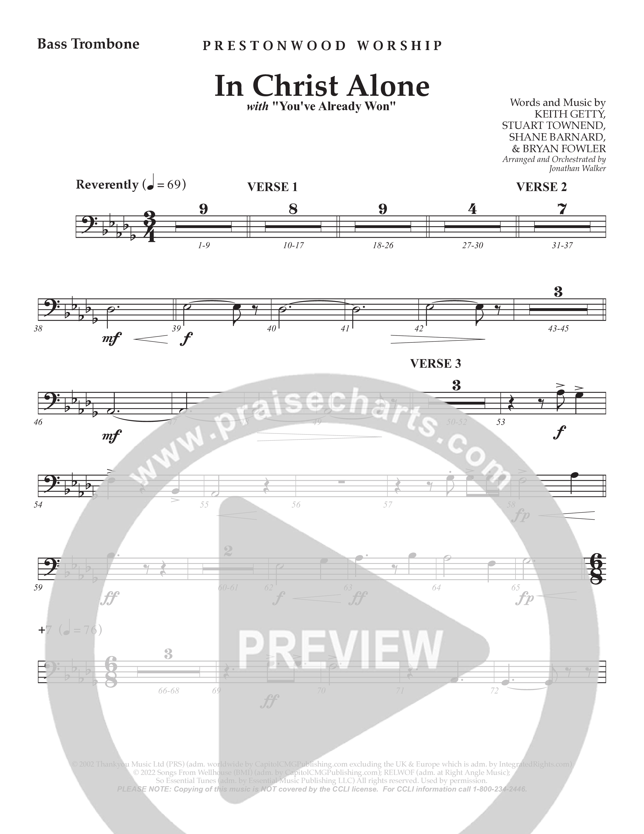 In Christ Alone with You've Already Won (Choral Anthem SATB) Bass Trombone (Prestonwood Choir / Prestonwood Worship / Arr. Jonathan Walker)