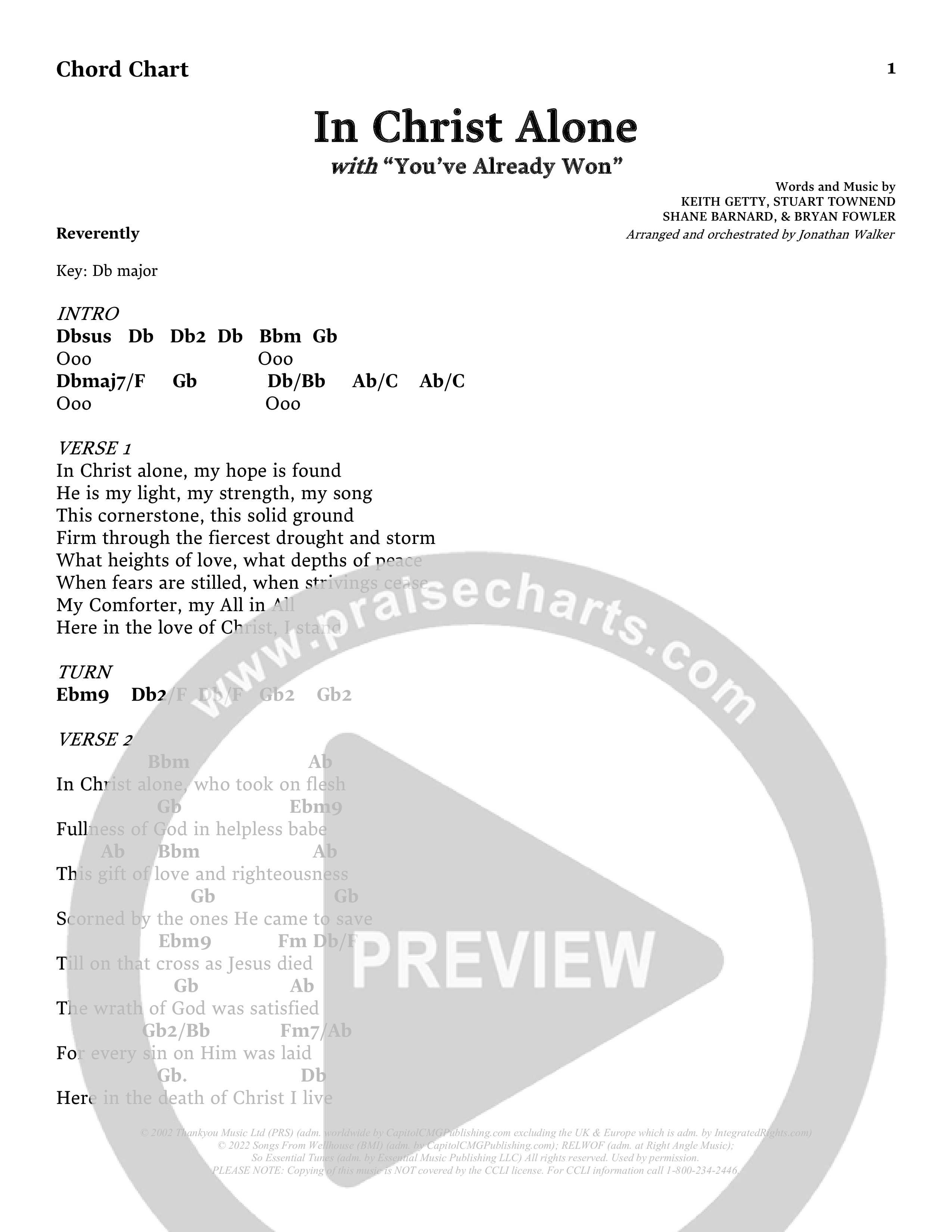 In Christ Alone with You've Already Won (Choral Anthem SATB) Chords & Lyrics (Prestonwood Choir / Prestonwood Worship / Arr. Jonathan Walker)