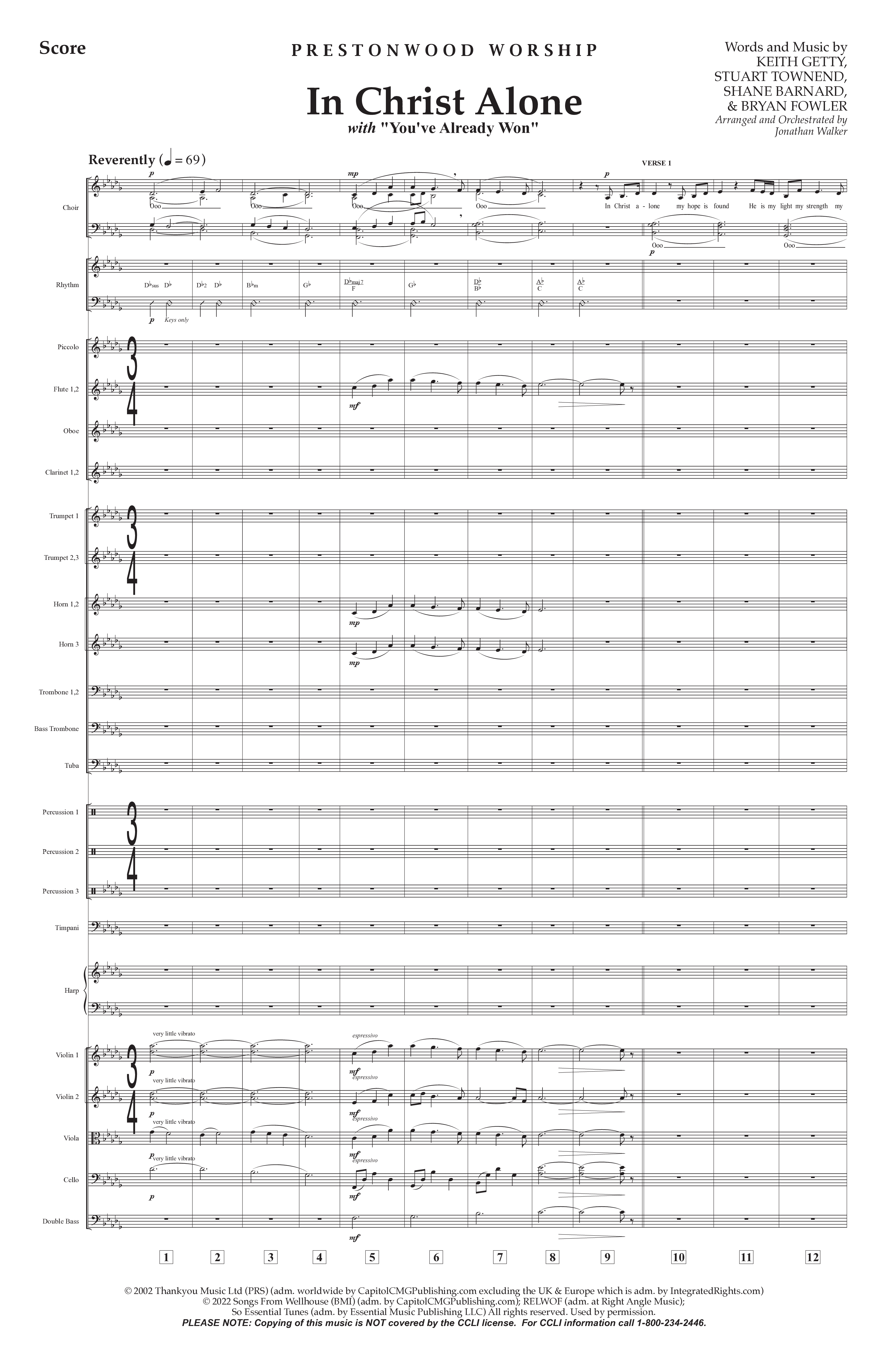 In Christ Alone with You've Already Won (Choral Anthem SATB) Orchestration (Prestonwood Choir / Prestonwood Worship / Arr. Jonathan Walker)