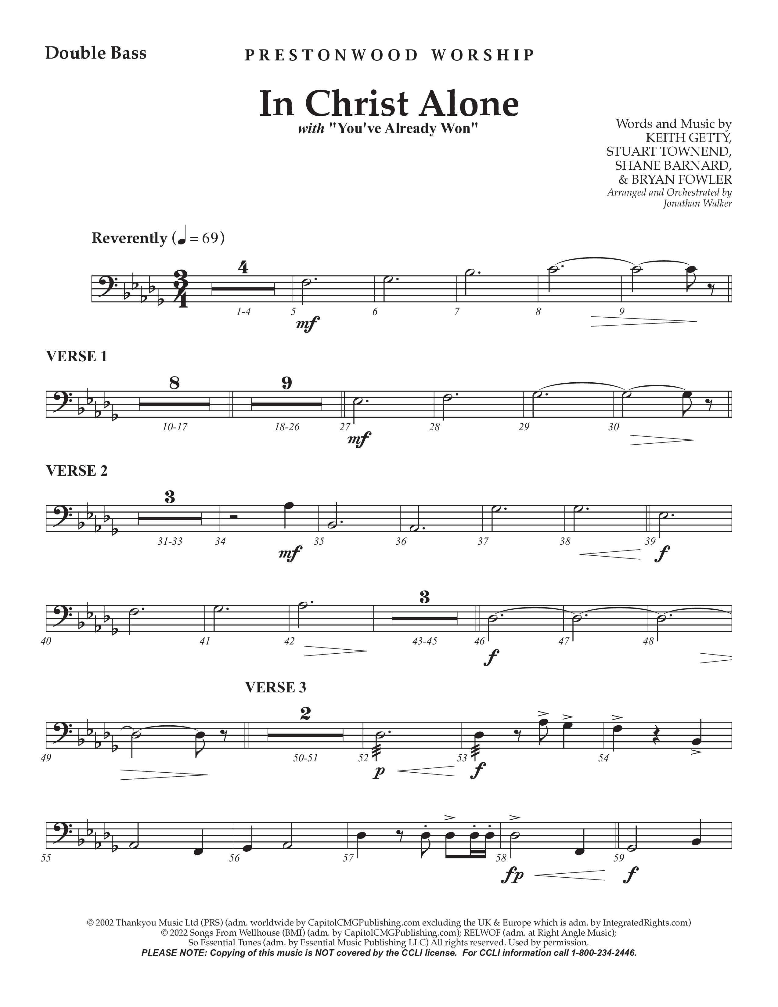 In Christ Alone with You've Already Won (Choral Anthem SATB) Double Bass (Prestonwood Choir / Prestonwood Worship / Arr. Jonathan Walker)