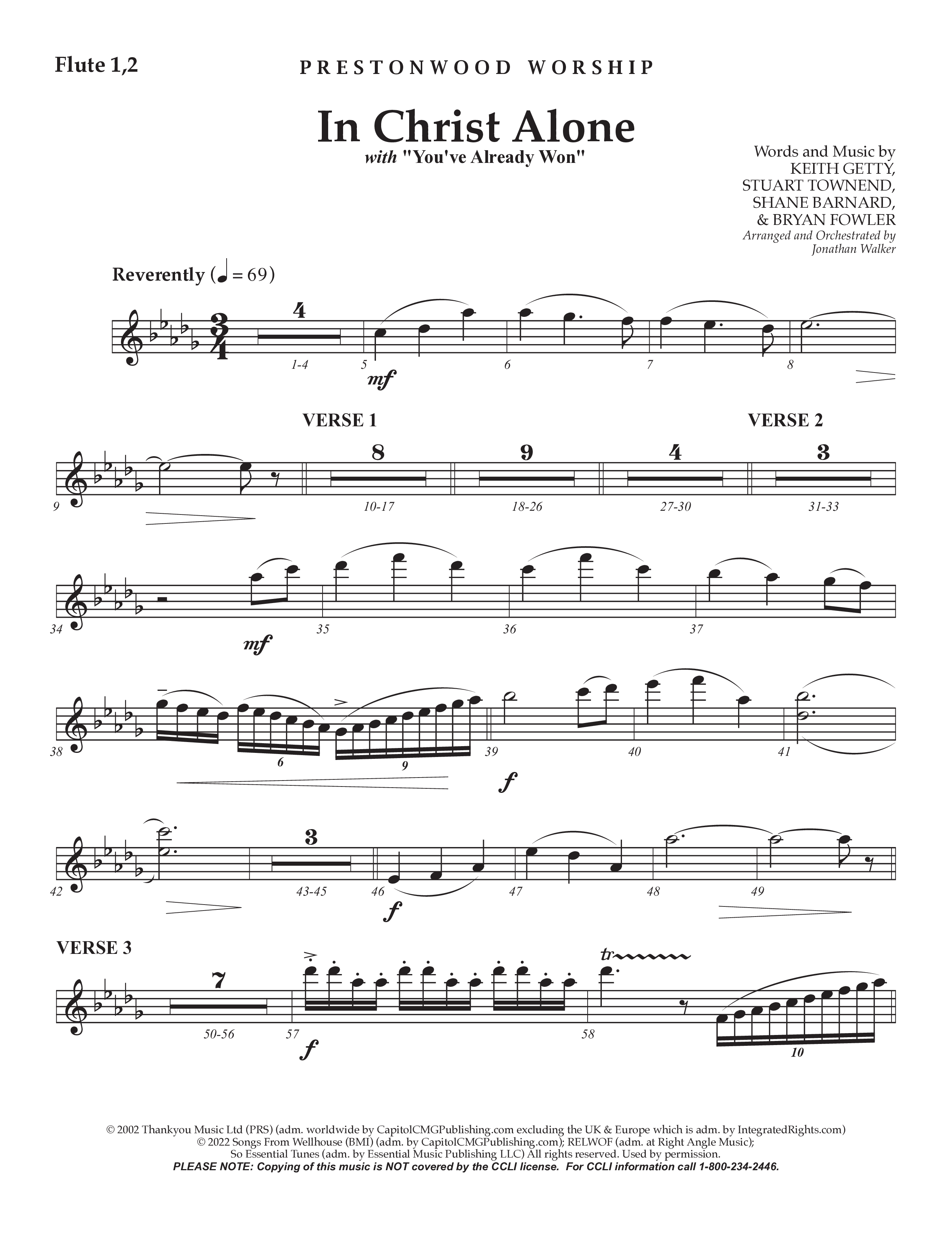 In Christ Alone with You've Already Won (Choral Anthem SATB) Flute 1/2 (Prestonwood Choir / Prestonwood Worship / Arr. Jonathan Walker)