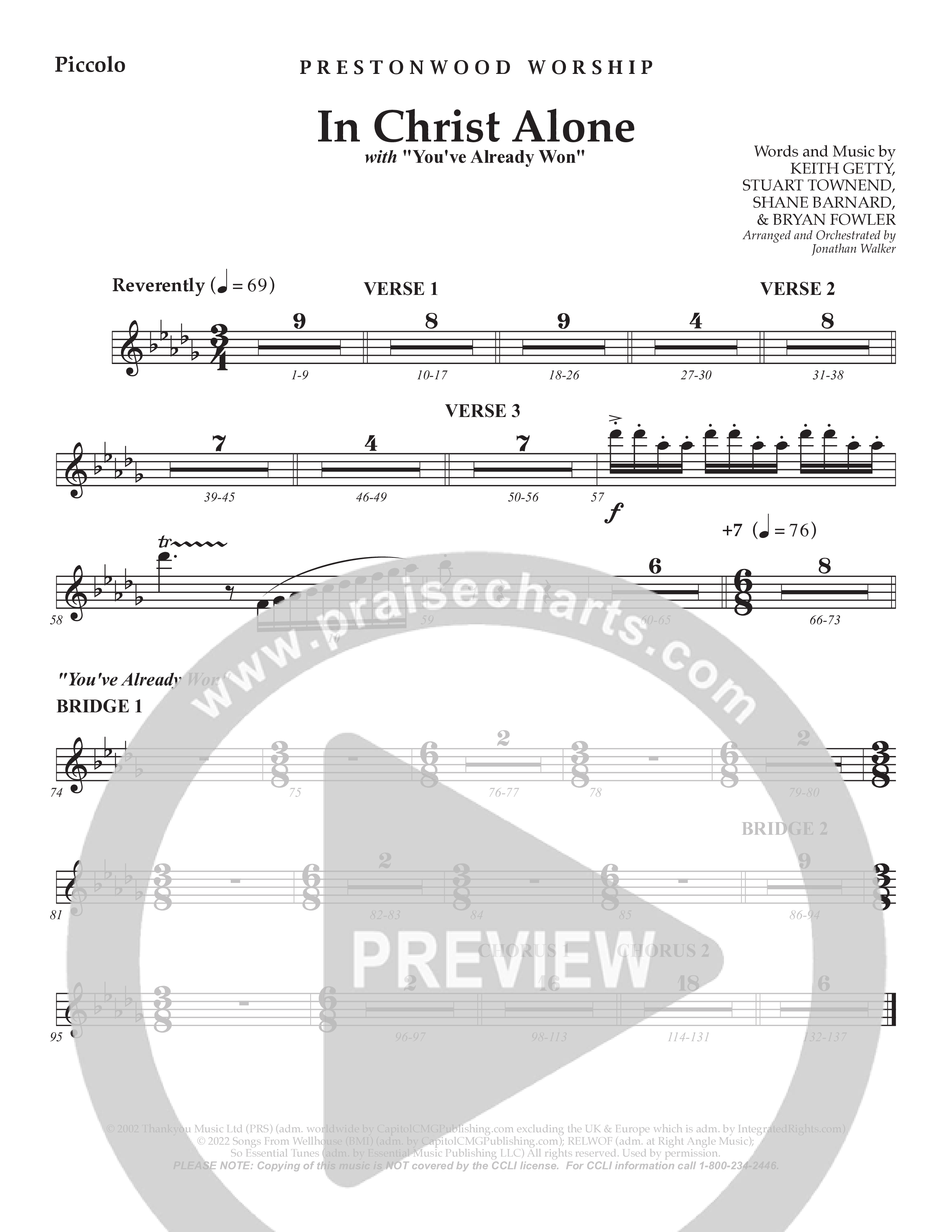 In Christ Alone with You've Already Won (Choral Anthem SATB) Flute/Piccolo (Prestonwood Choir / Prestonwood Worship / Arr. Jonathan Walker)