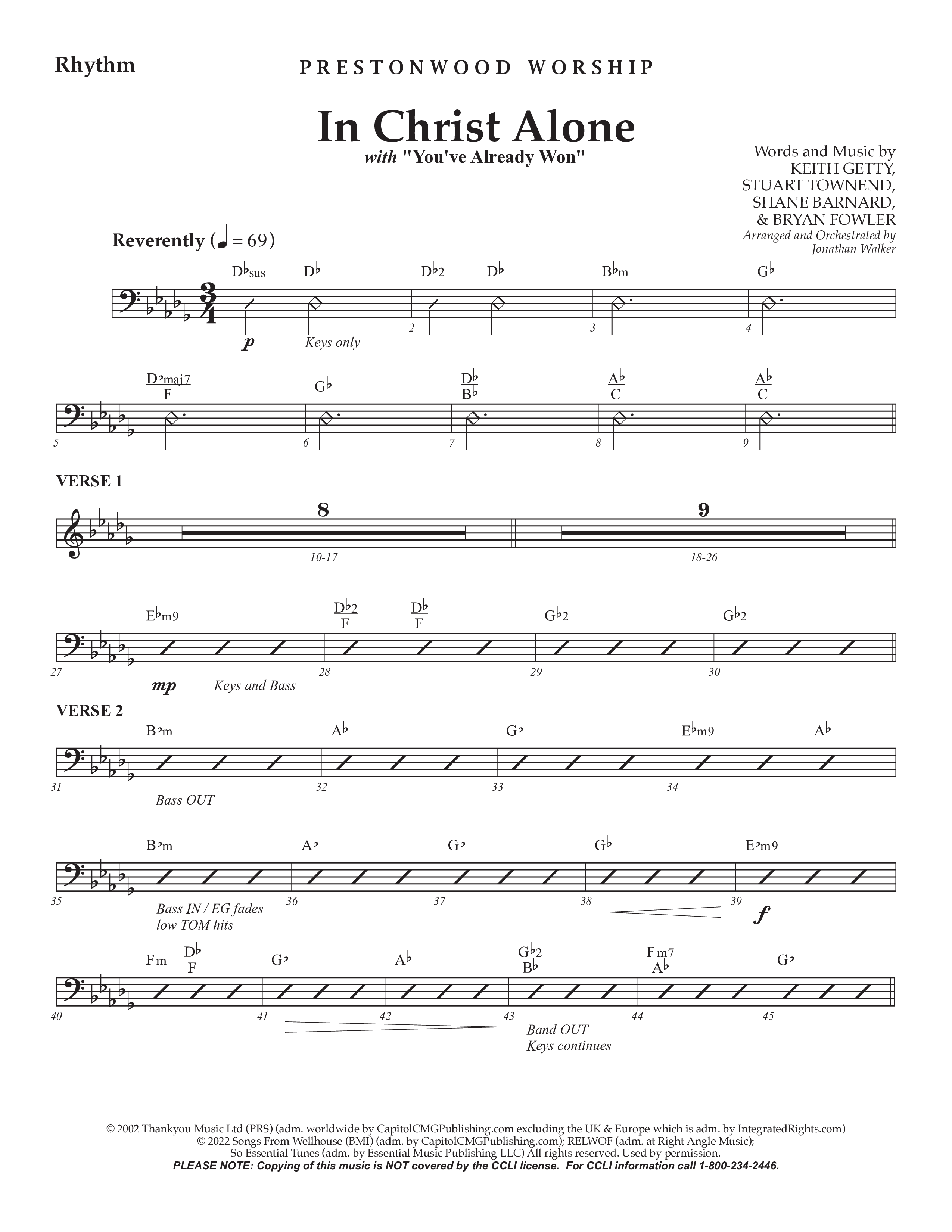 In Christ Alone with You've Already Won (Choral Anthem SATB) Rhythm Chart (Prestonwood Choir / Prestonwood Worship / Arr. Jonathan Walker)