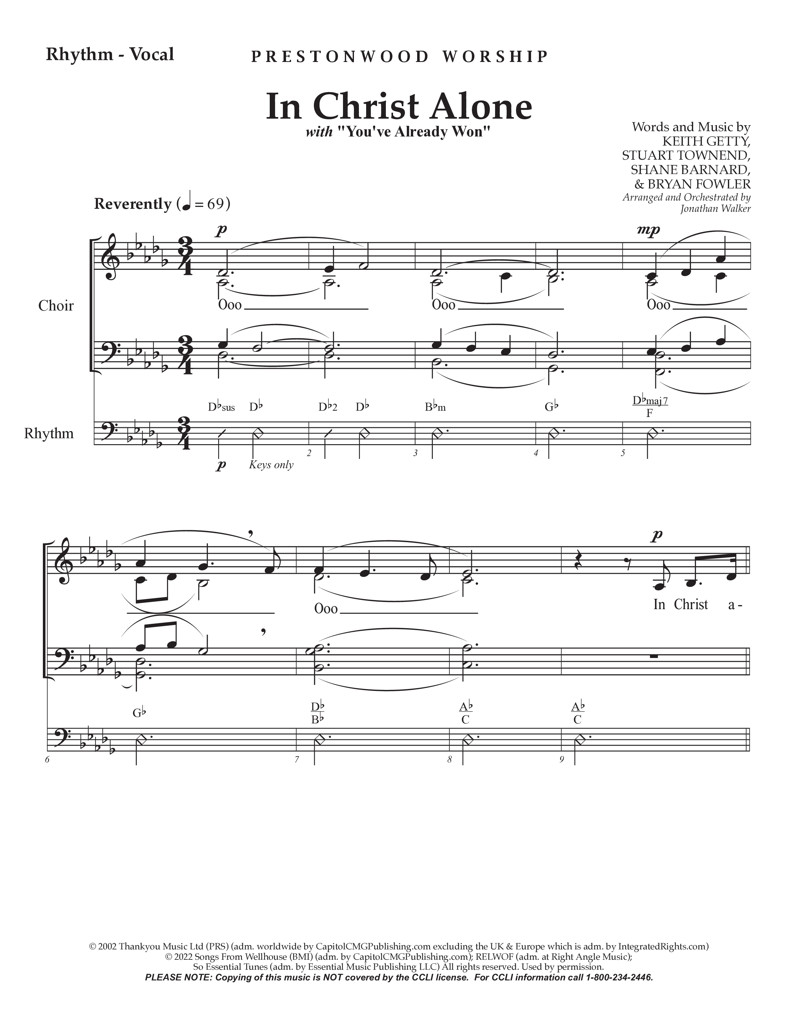 In Christ Alone with You've Already Won (Choral Anthem SATB) Rhythm/Vocal (Prestonwood Choir / Prestonwood Worship / Arr. Jonathan Walker)