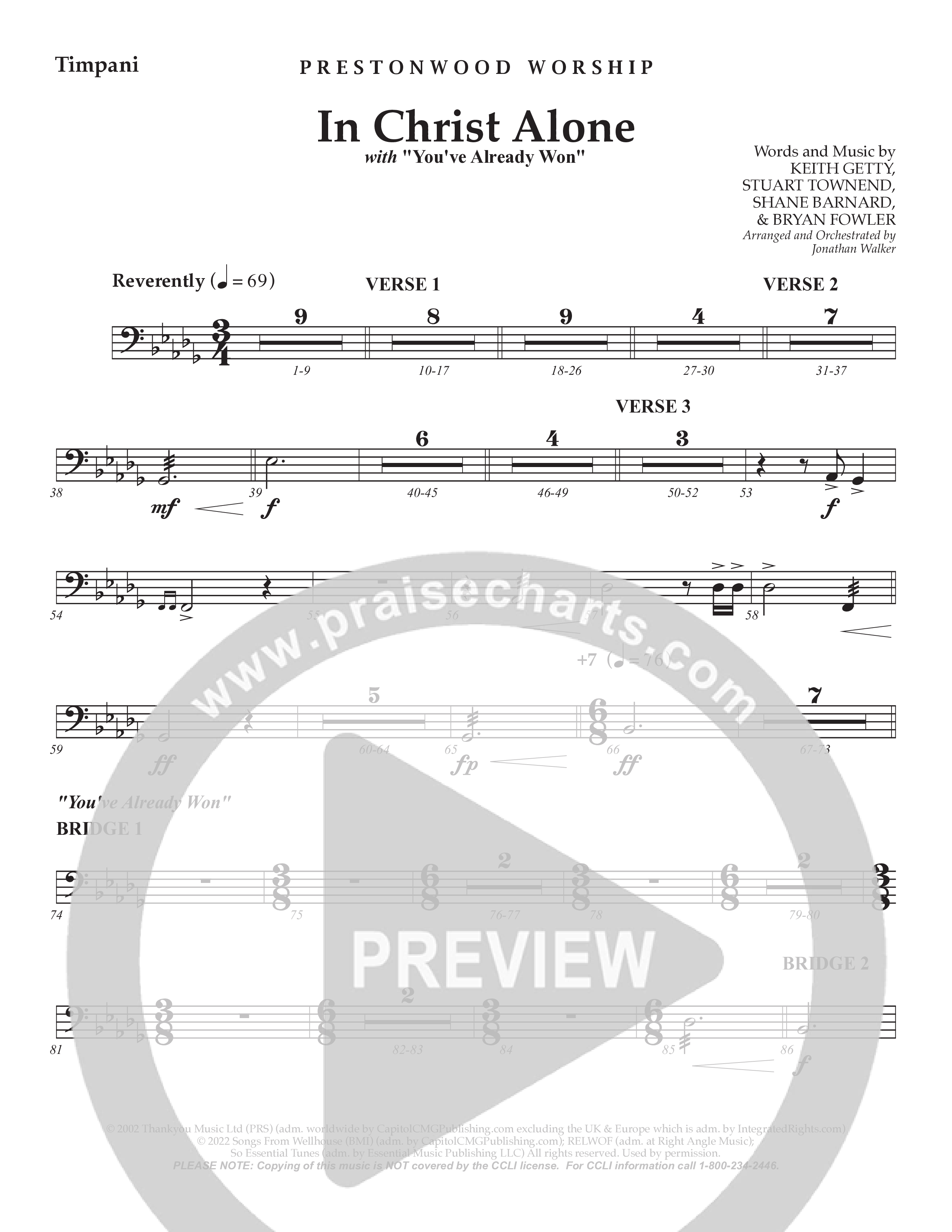 In Christ Alone with You've Already Won (Choral Anthem SATB) Timpani (Prestonwood Choir / Prestonwood Worship / Arr. Jonathan Walker)