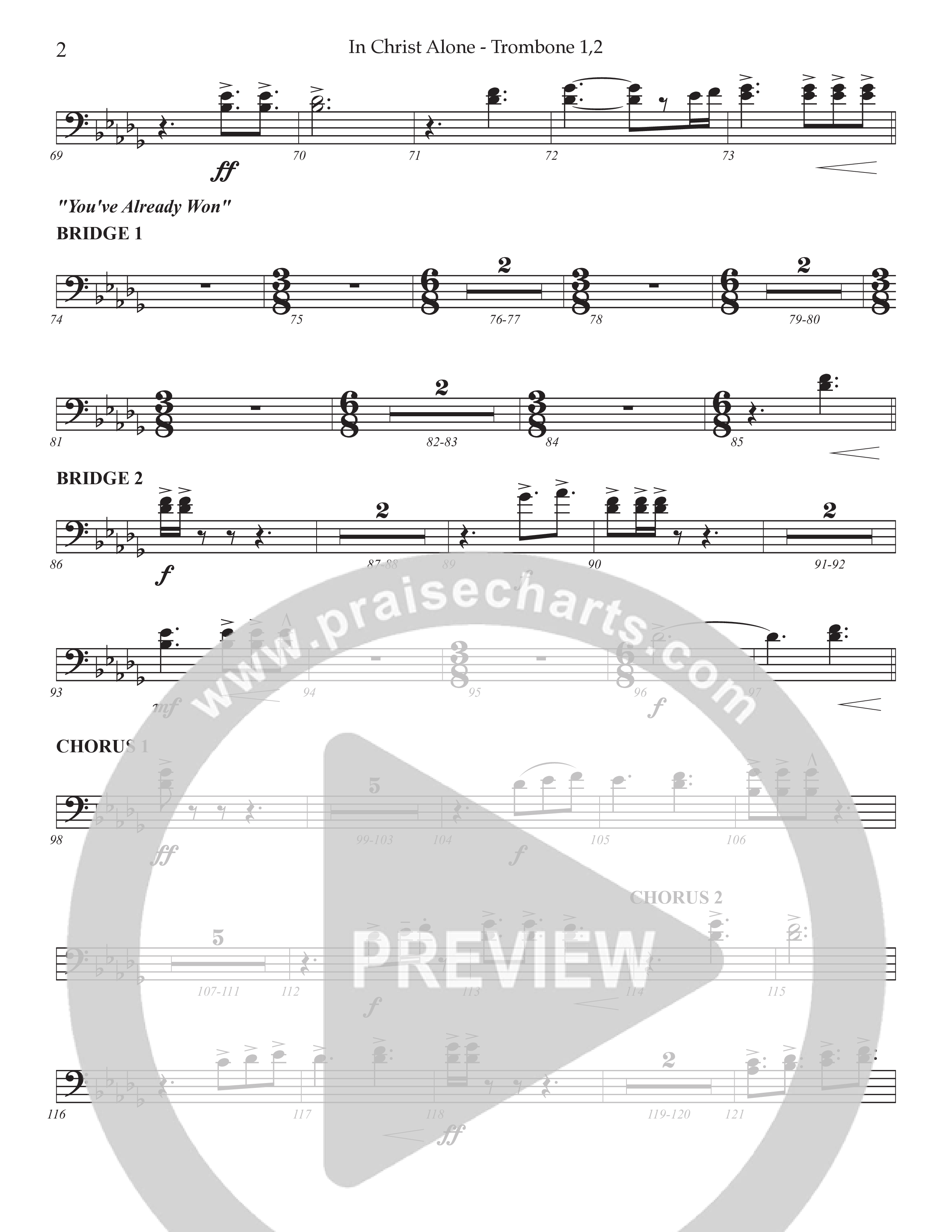 In Christ Alone with You've Already Won (Choral Anthem SATB) Trombone 1/2 (Prestonwood Choir / Prestonwood Worship / Arr. Jonathan Walker)