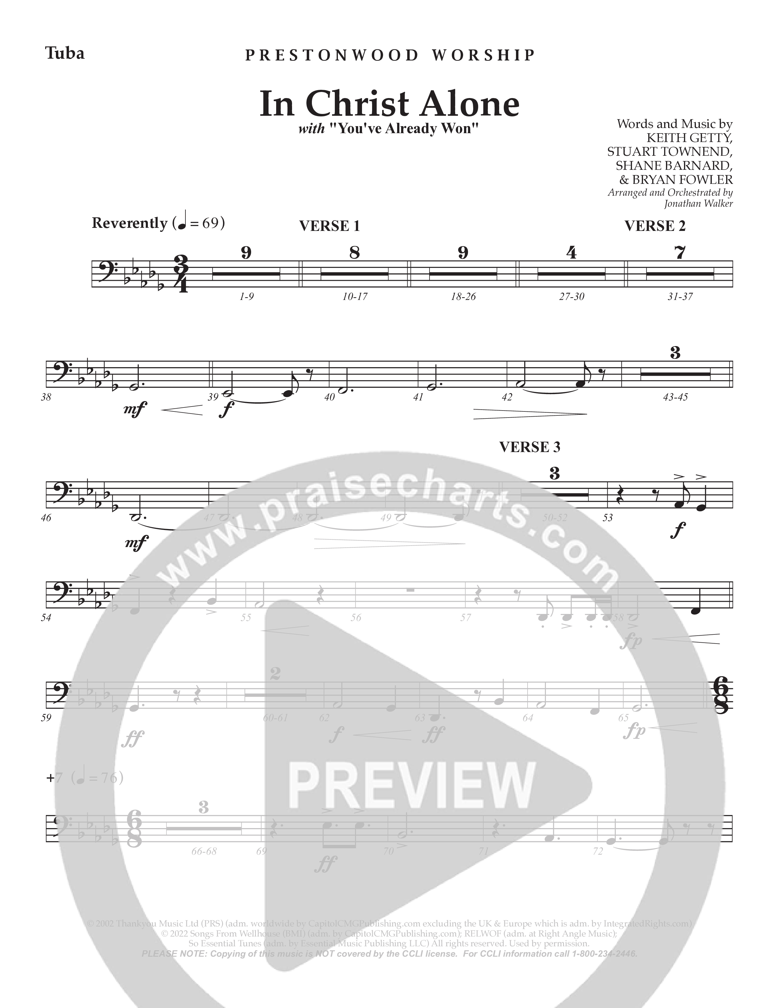 In Christ Alone with You've Already Won (Choral Anthem SATB) Tuba (Prestonwood Choir / Prestonwood Worship / Arr. Jonathan Walker)