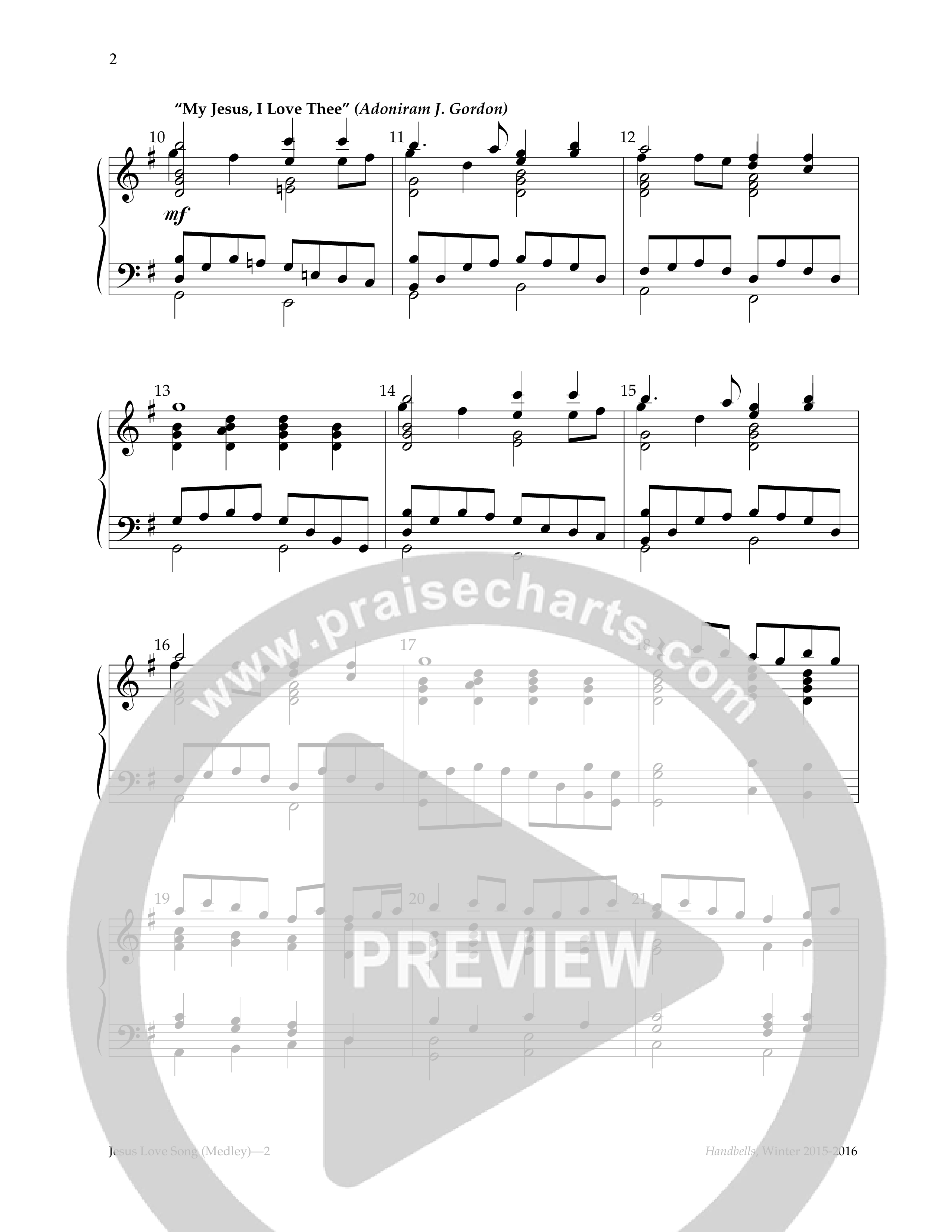 Jesus Love Song (with Jesus Loves Me, My Jesus I Love Thee, Love Divine All Loves Excelling) (Handbells) Handbells (Lifeway Worship / Arr. Howard F. Starks)