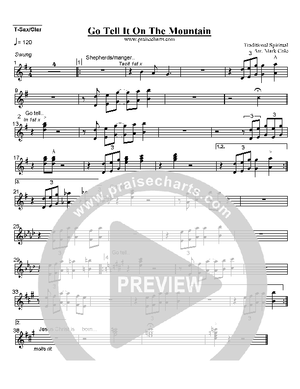 Go Tell It On the Mountain Tenor Sax/Clarinet (Mark Cole)