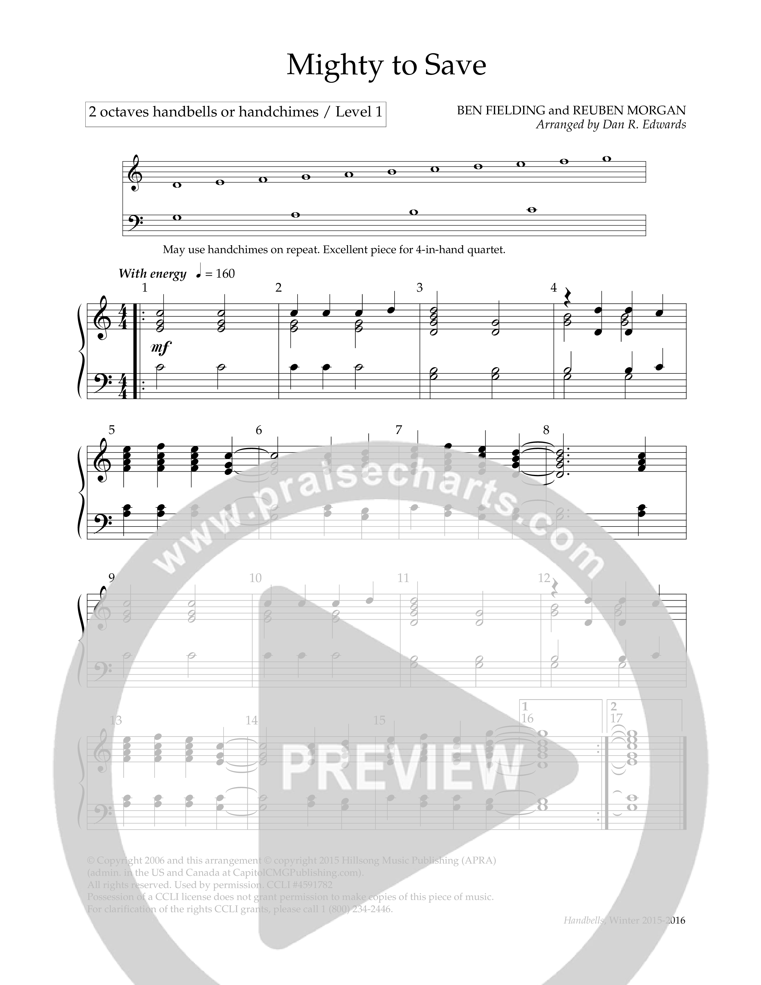 Mighty To Save (Handbells) Handbells (Lifeway Worship / Arr. Dan R. Edwards)